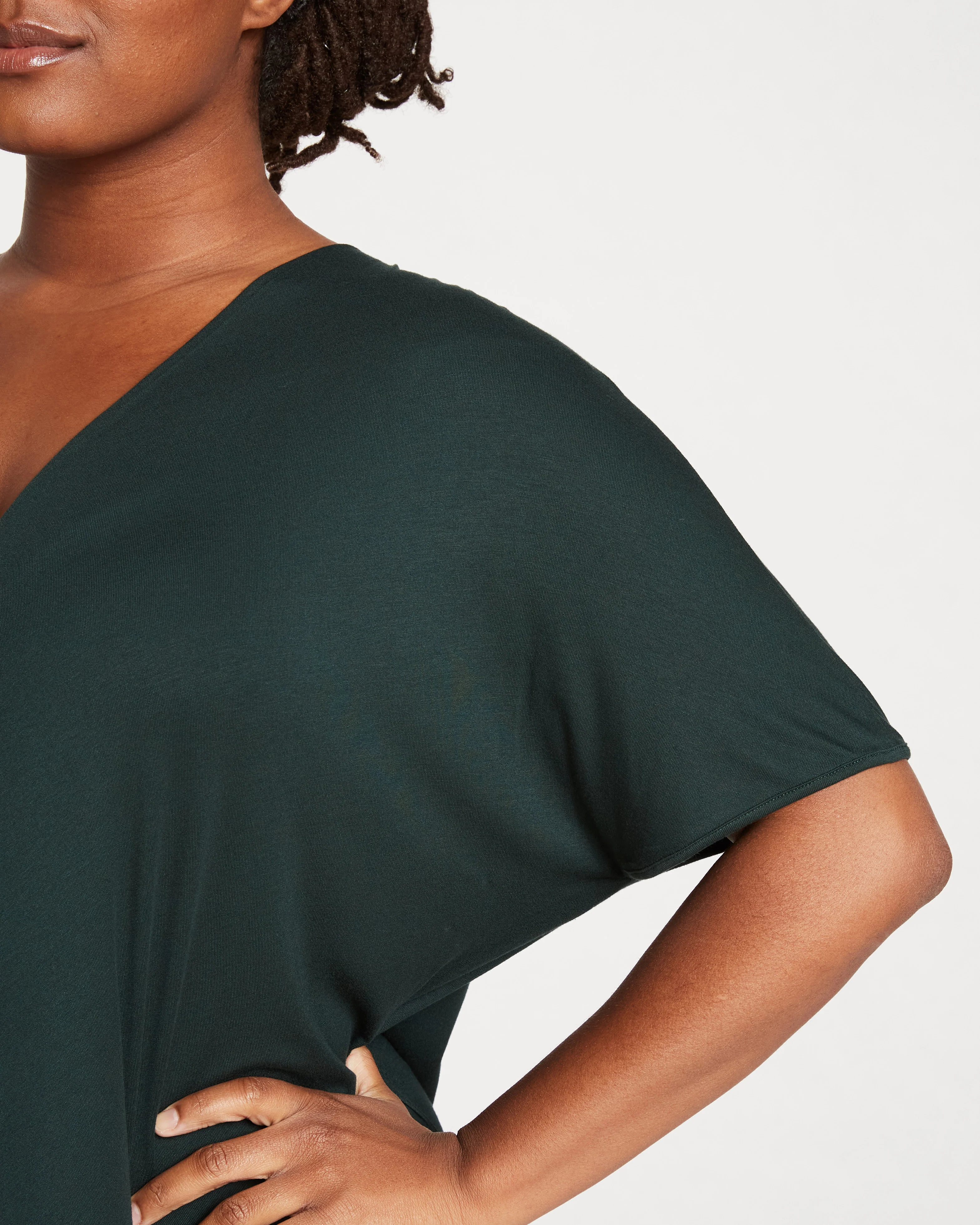 Teresa Liquid Jersey V-Neck Dress - Forest Green - Image 6