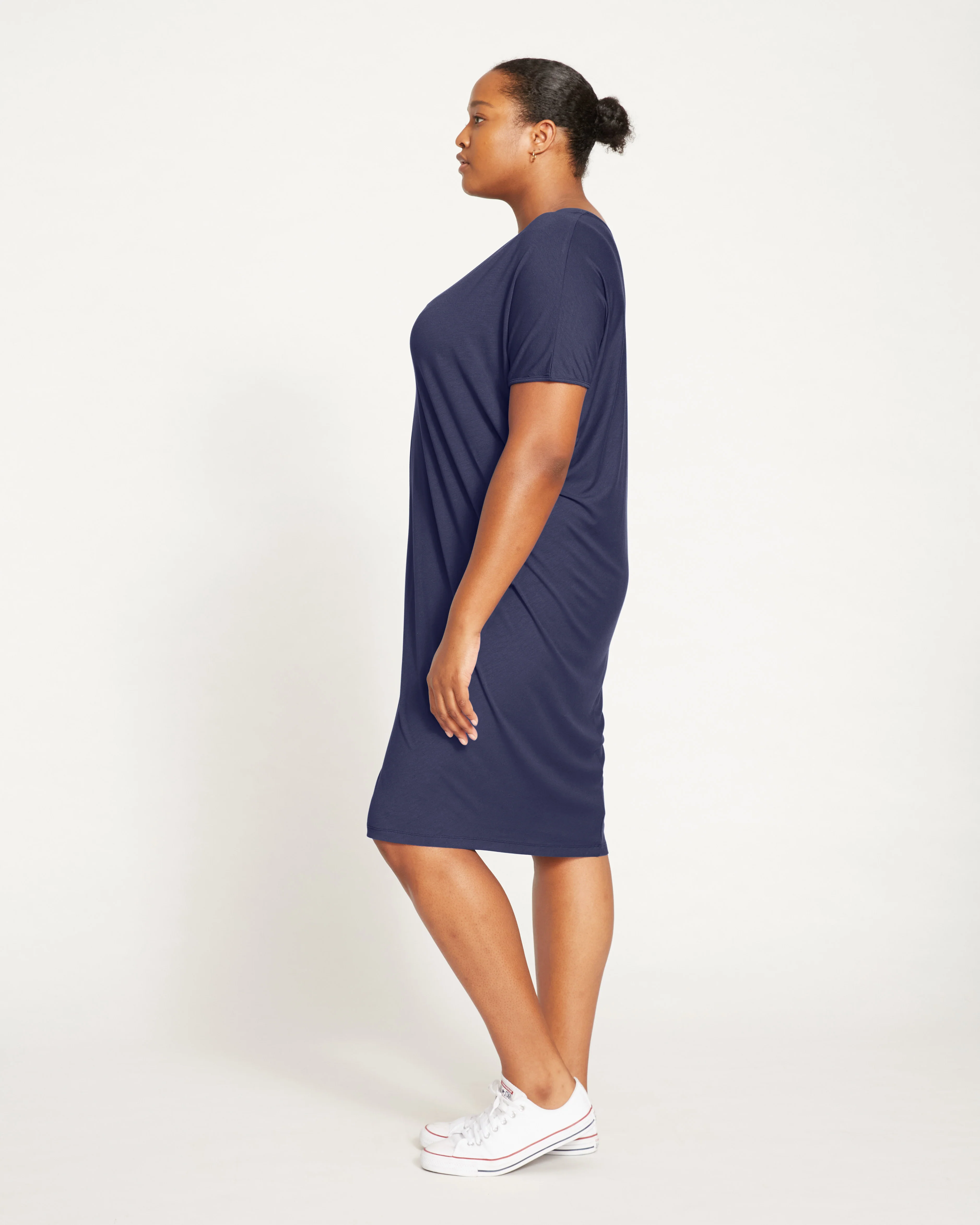 Teresa Liquid Jersey V-Neck Dress - Midnight - Image 3