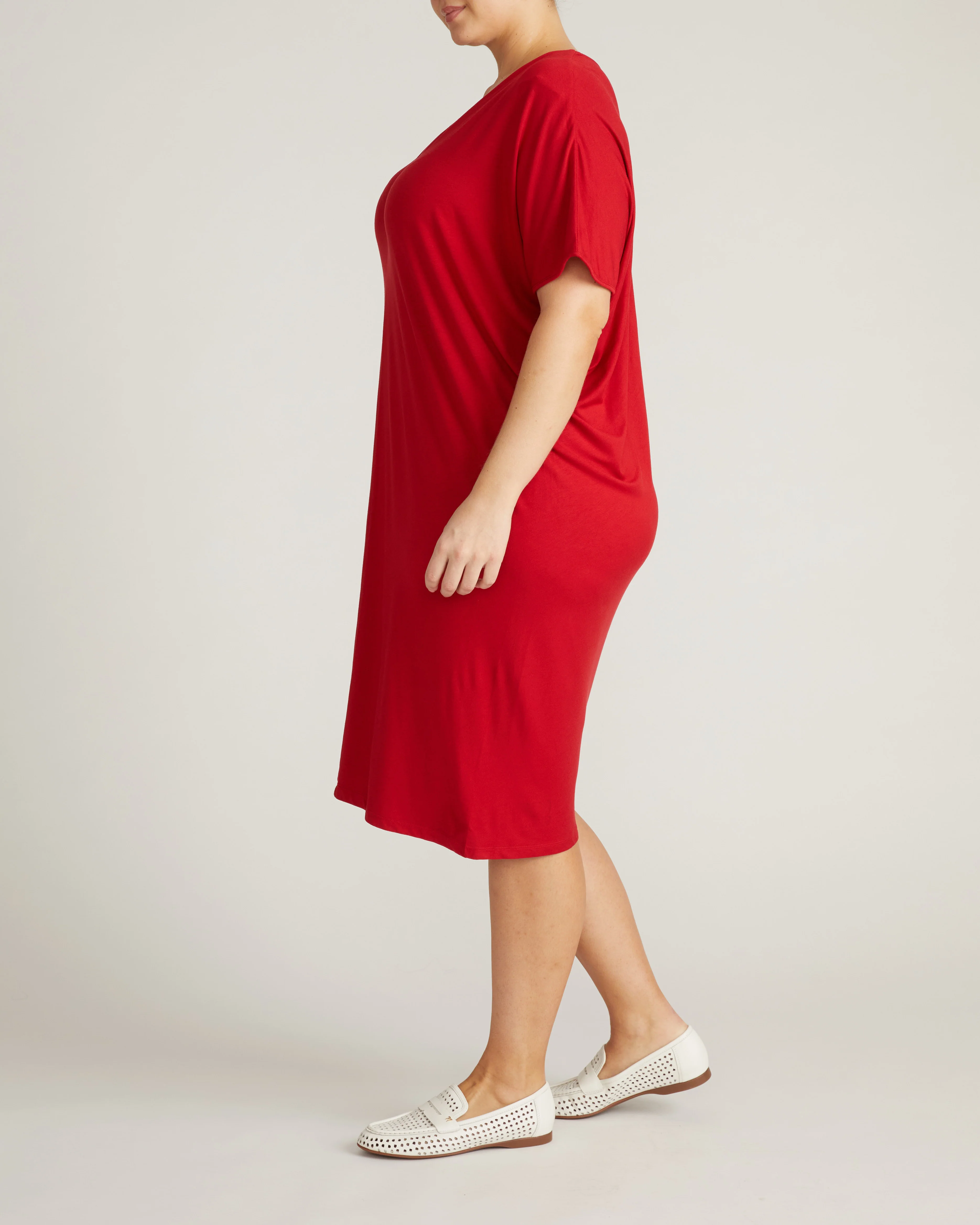 Teresa Liquid Jersey V-Neck Dress - New York Red - Image 5