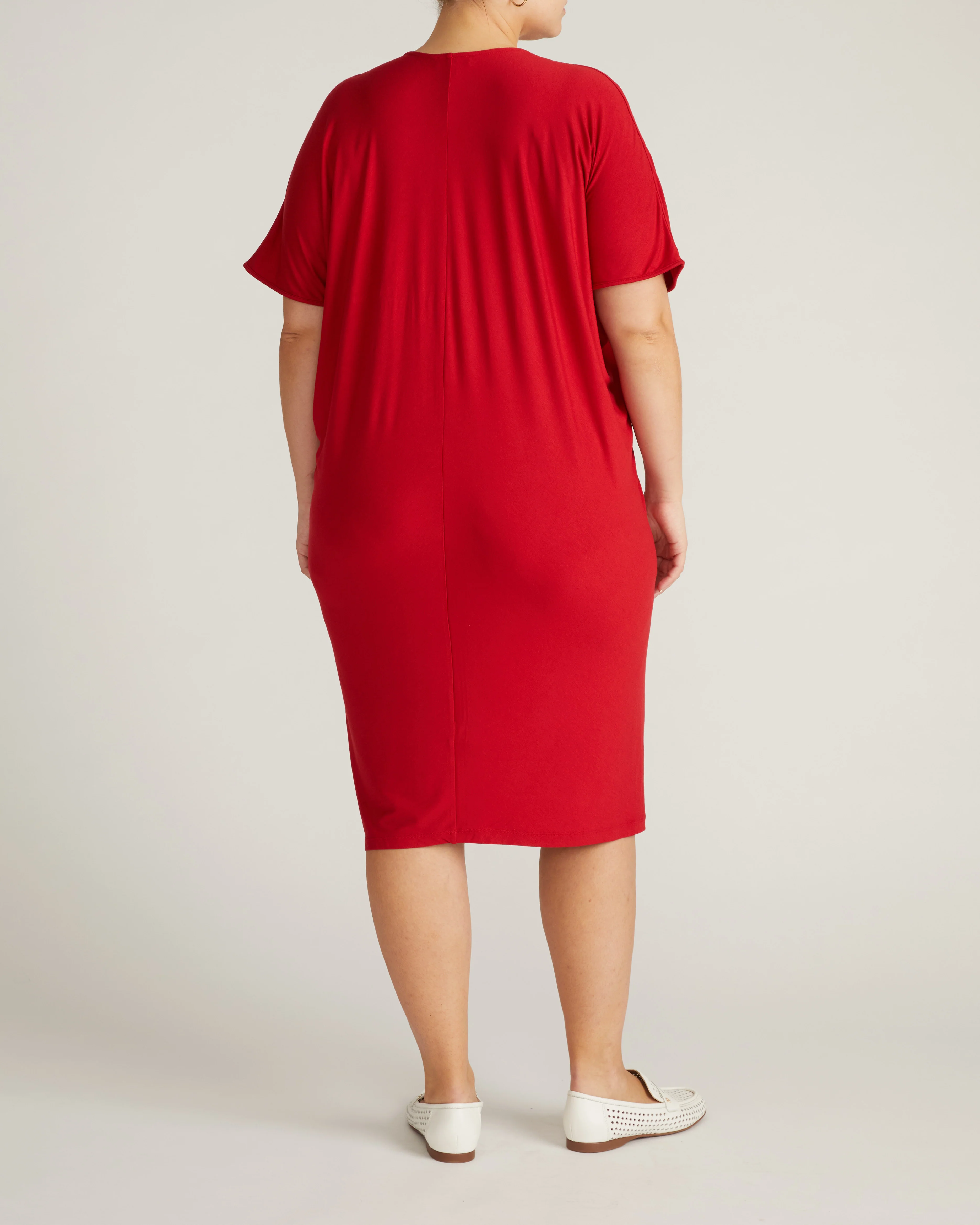 Teresa Liquid Jersey V-Neck Dress - New York Red - Image 6