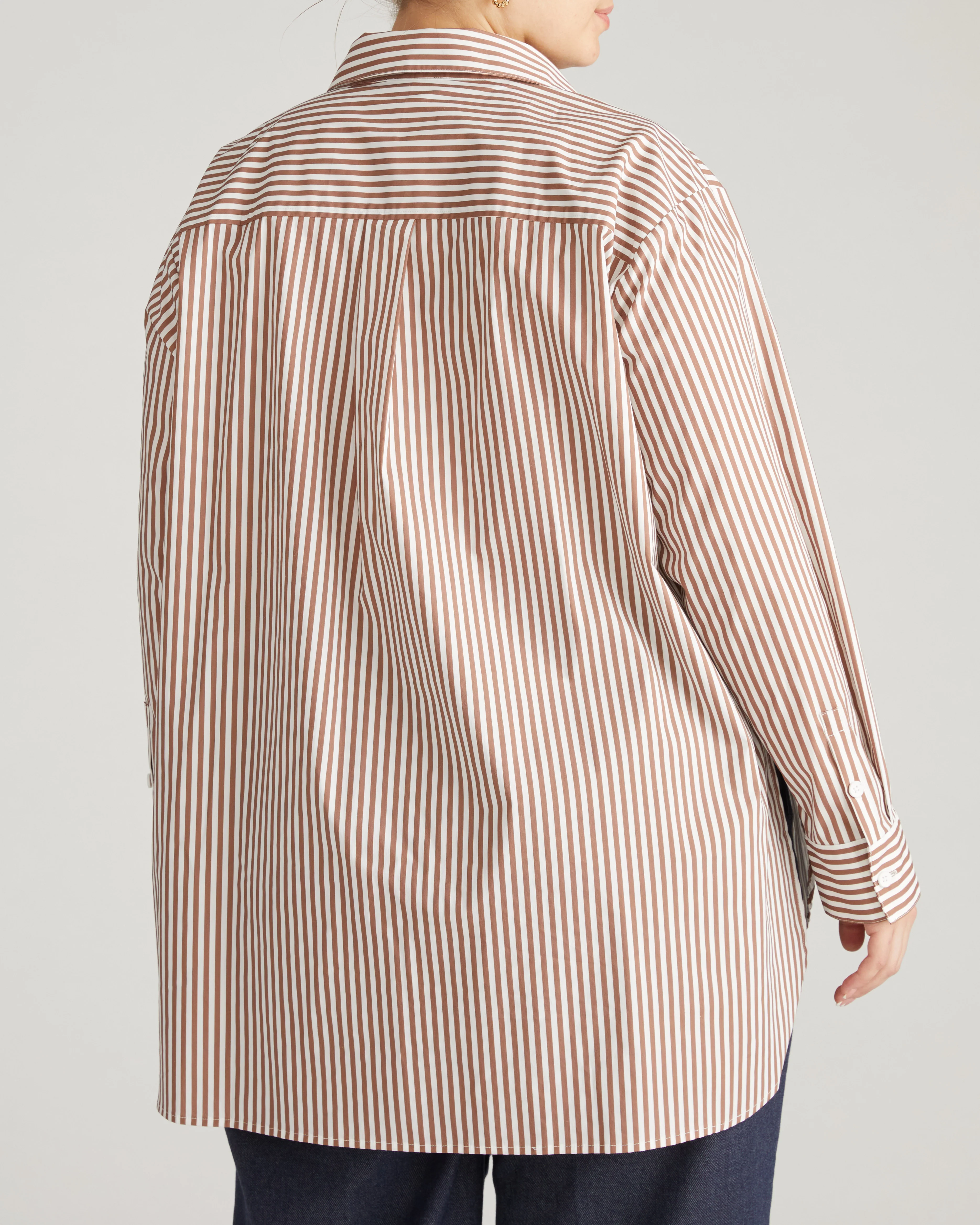 The Artist Poplin Shirt - Allspice/White Stripe - Image 4