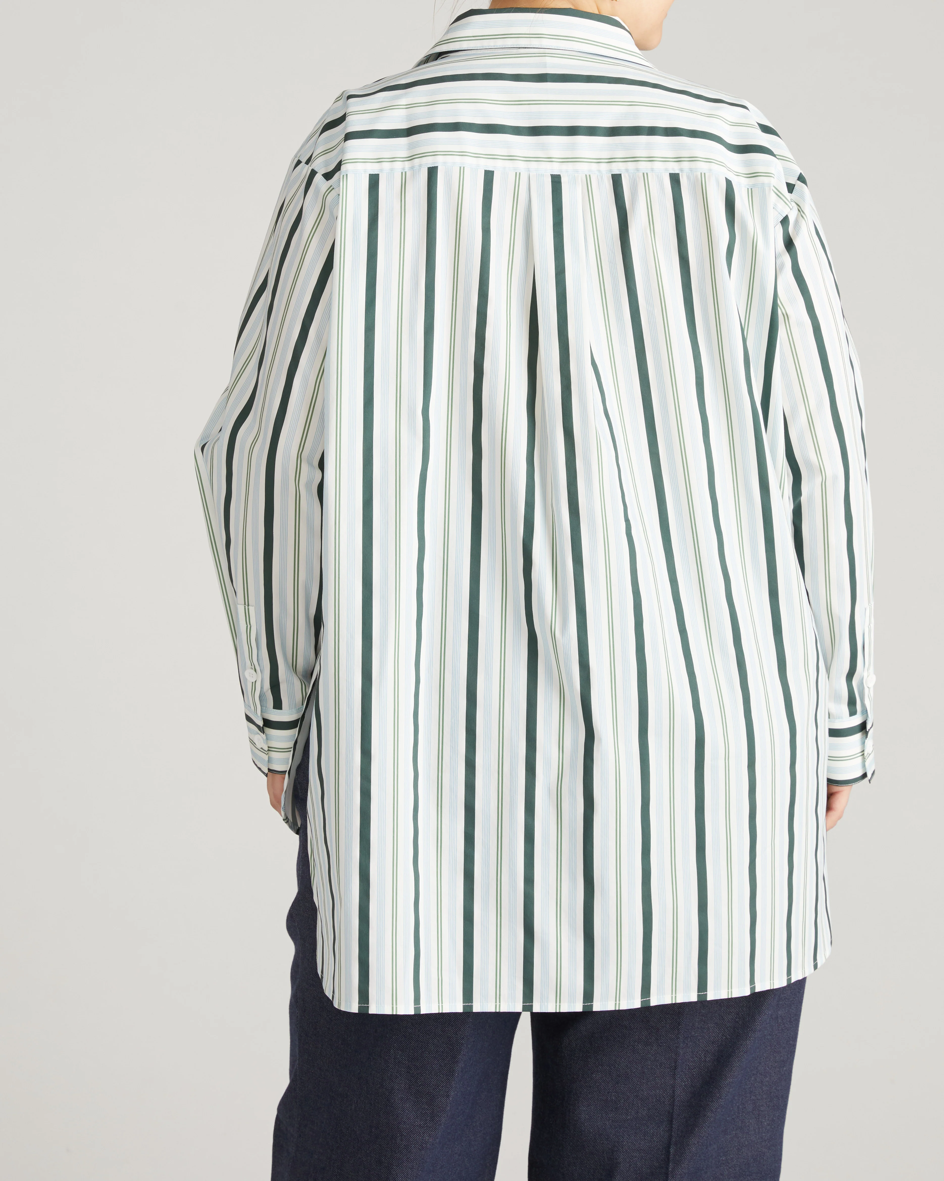 The Artist Poplin Shirt - Forest Green Multi Stripe - Image 8