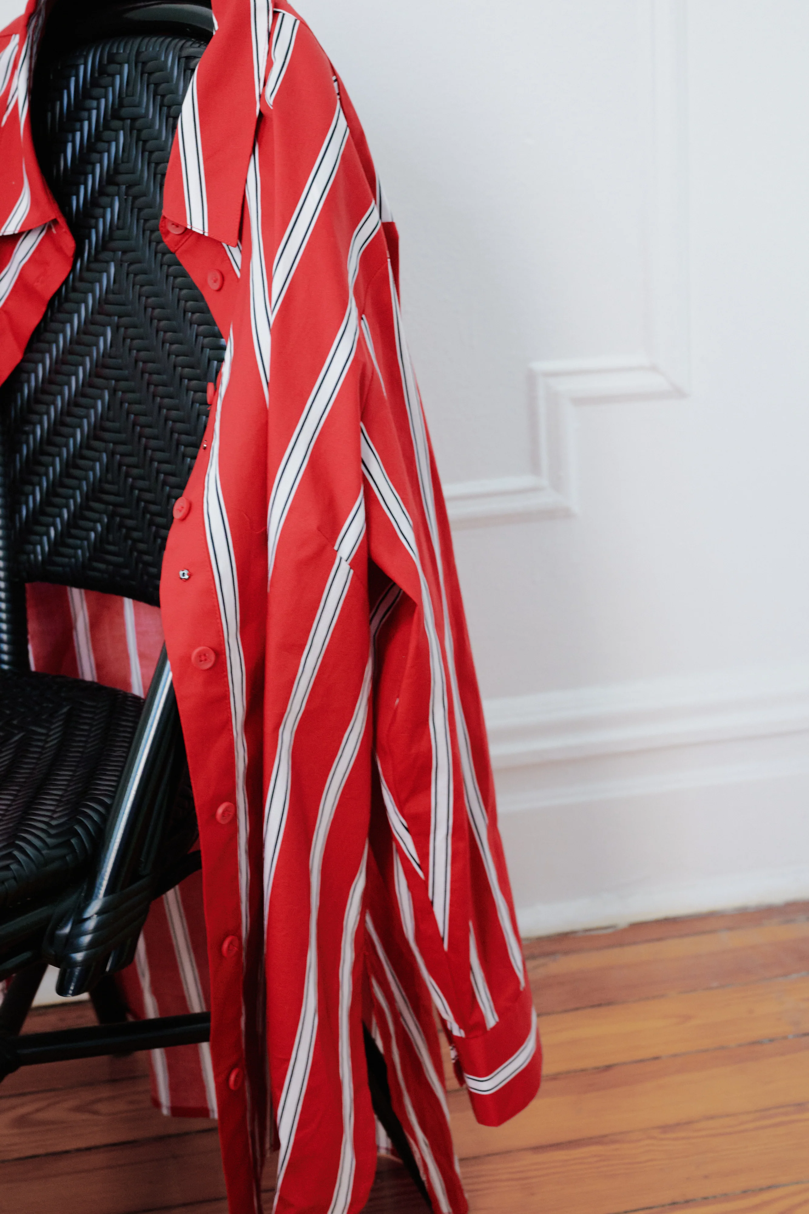 The Artist Poplin Shirt - Red/Black/White Stripe - Image 6