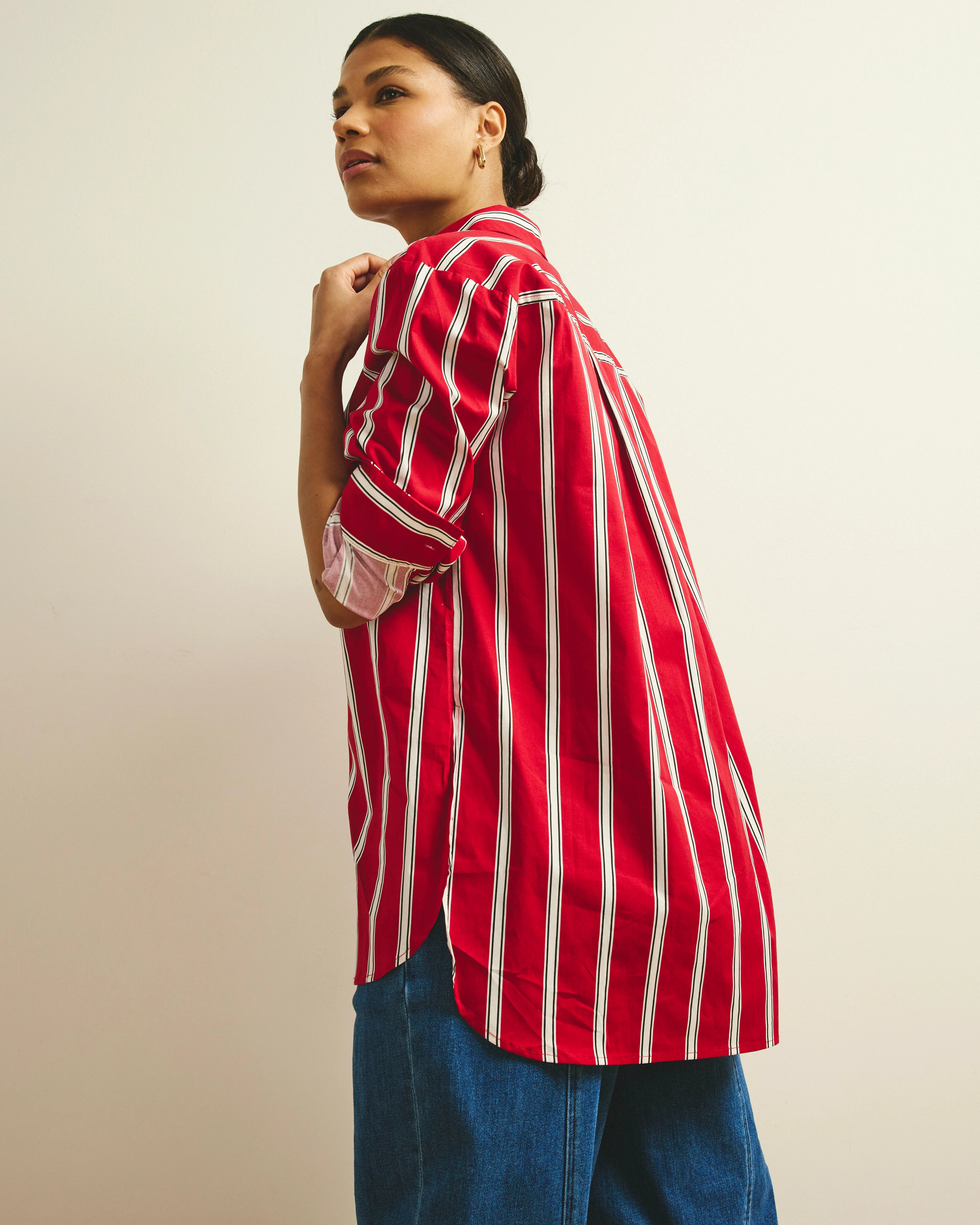 The Artist Poplin Shirt - Red/Black/White Stripe - Image 9
