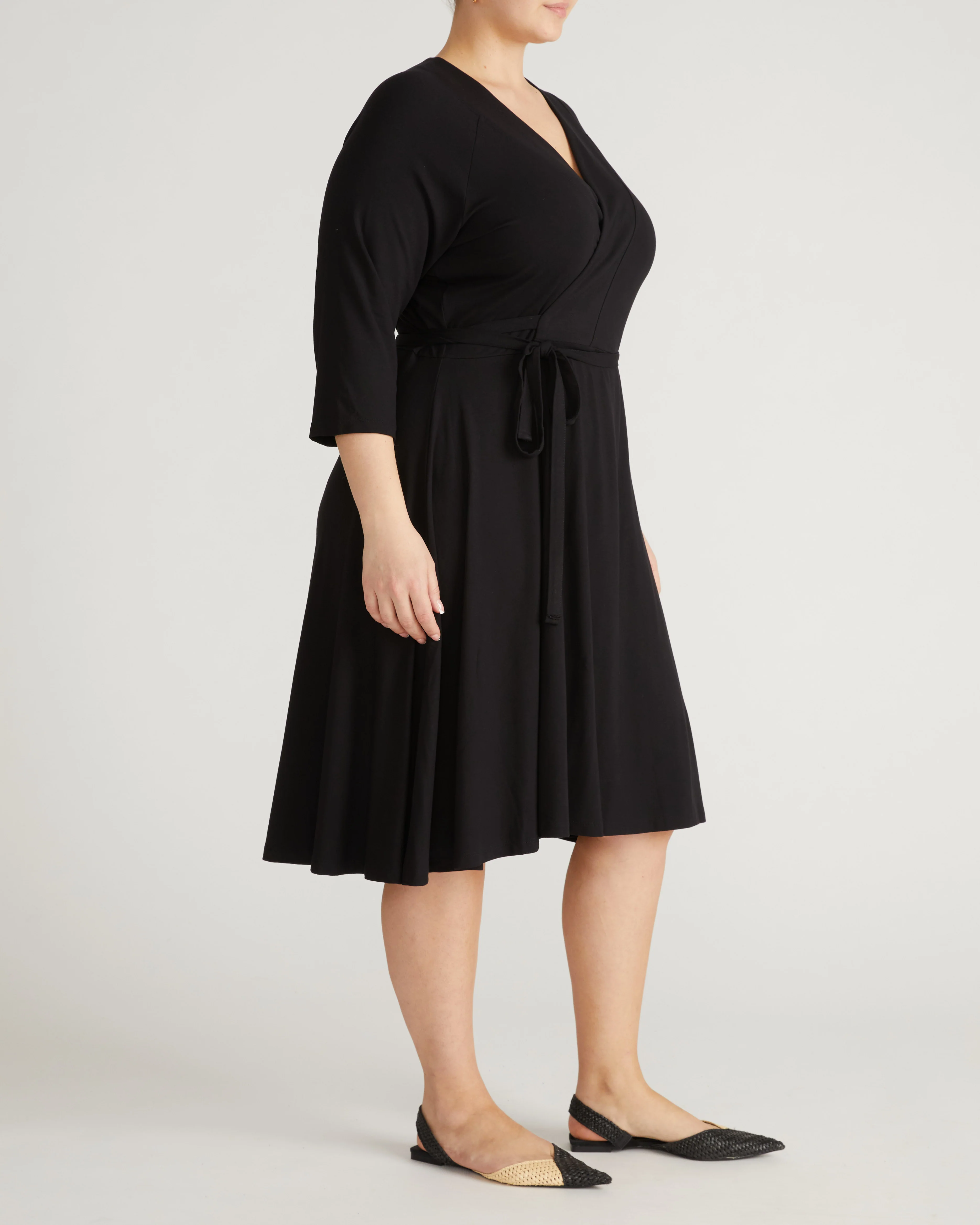 The Divine Jersey Wrap Dress - Black - Image 3