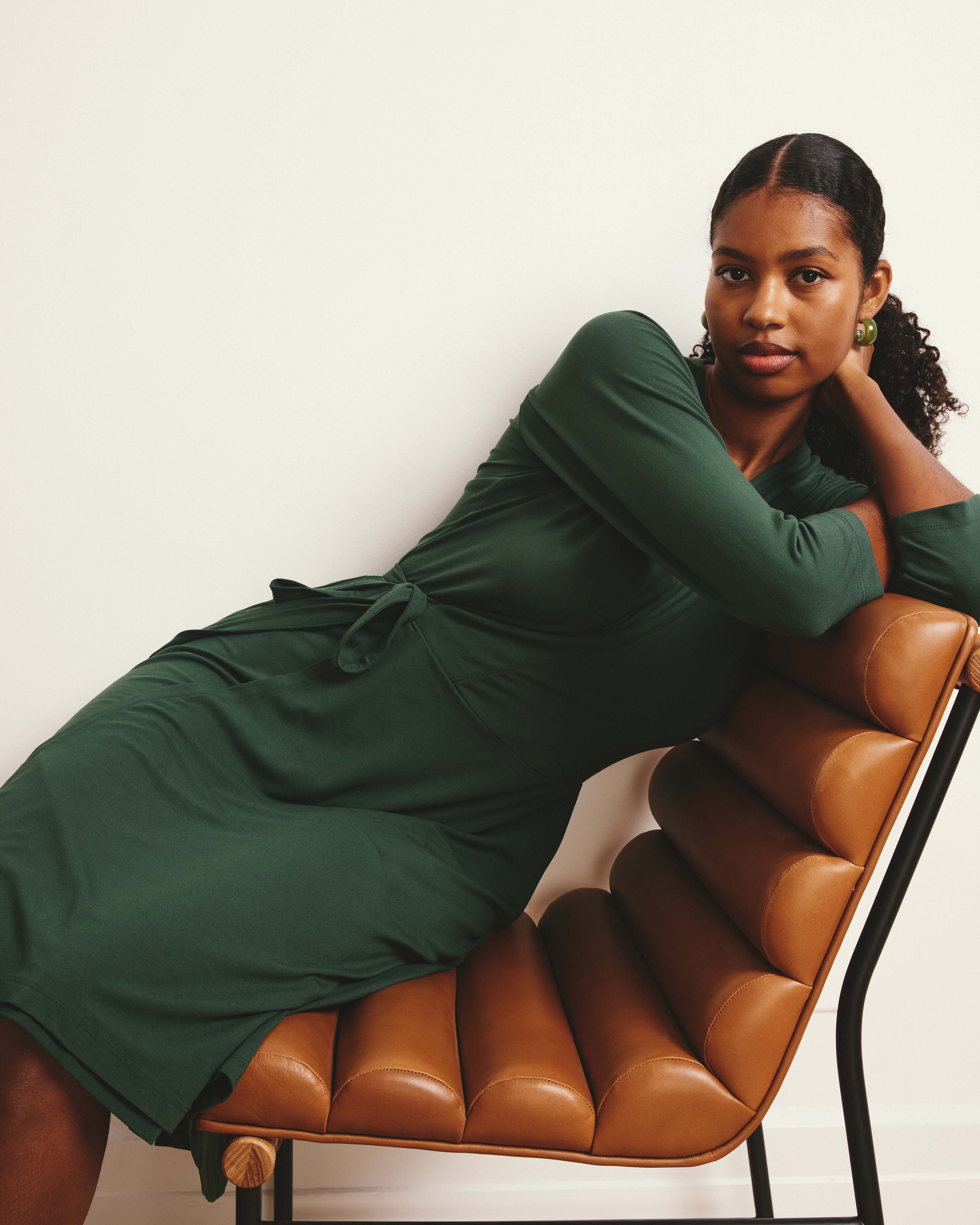 The Divine Jersey Wrap Dress - Conifer - Image 2