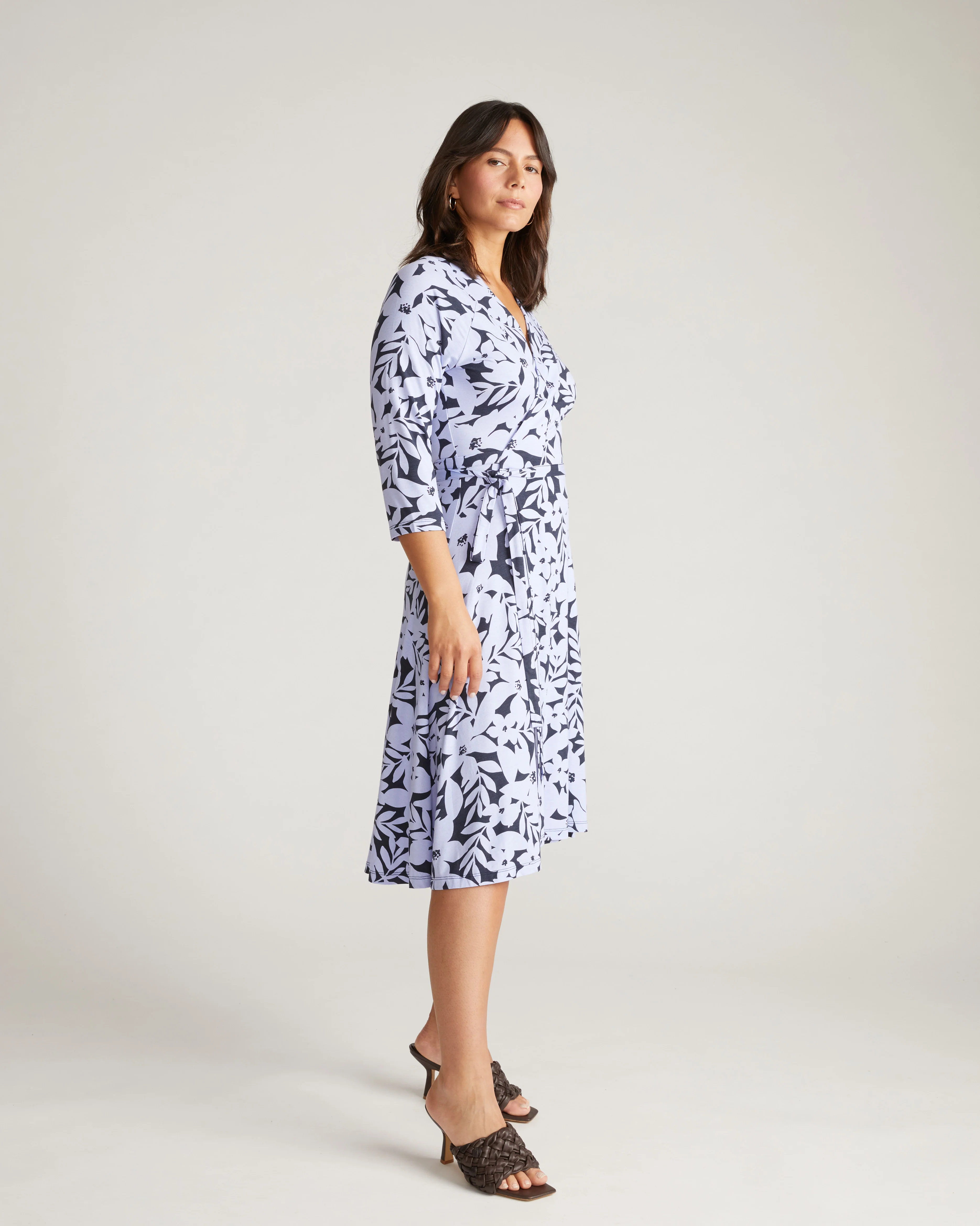 The Divine Jersey Wrap Dress - Petal Palette Print in Jacaranda - Image 2
