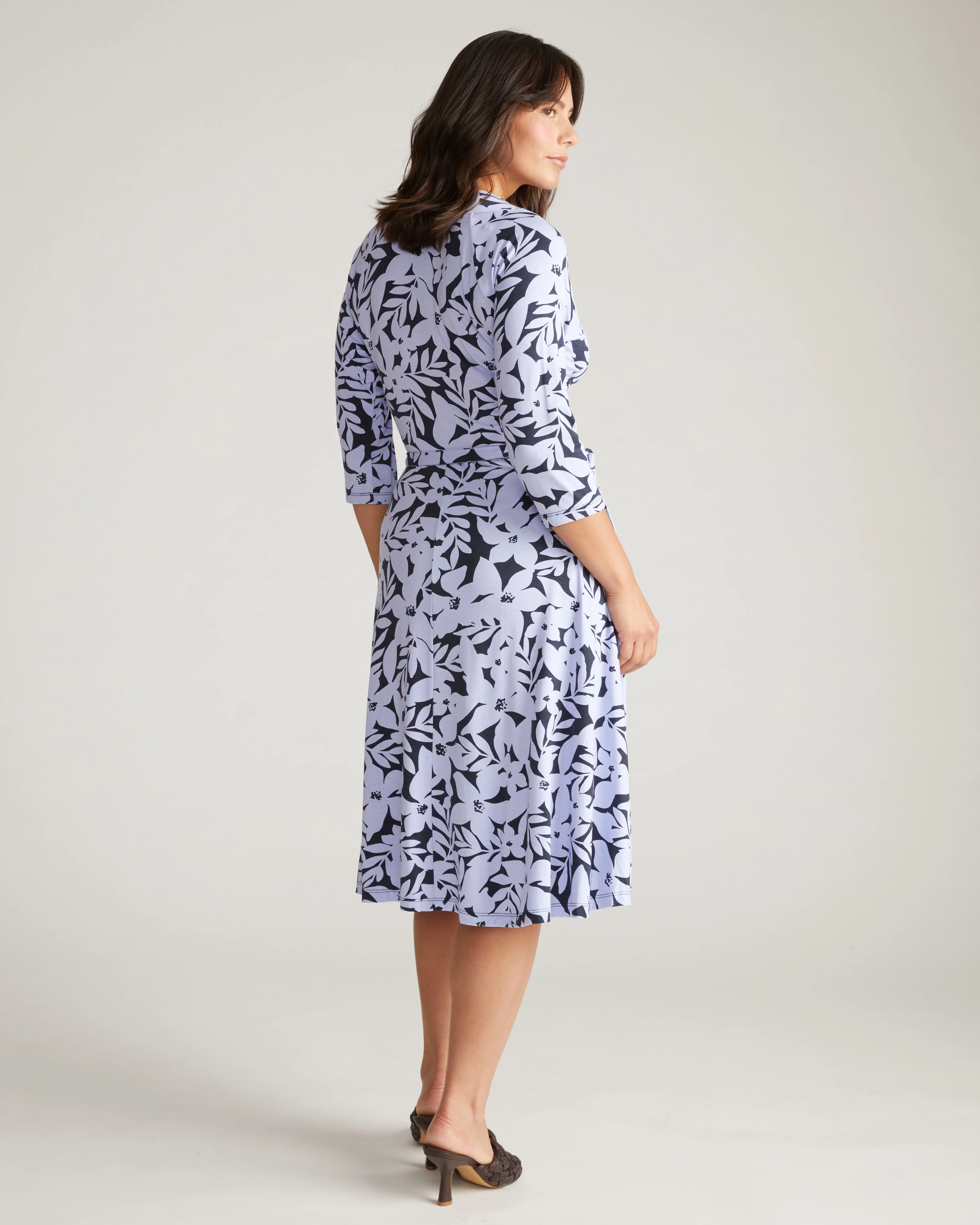 The Divine Jersey Wrap Dress - Petal Palette Print in Jacaranda - Image 3