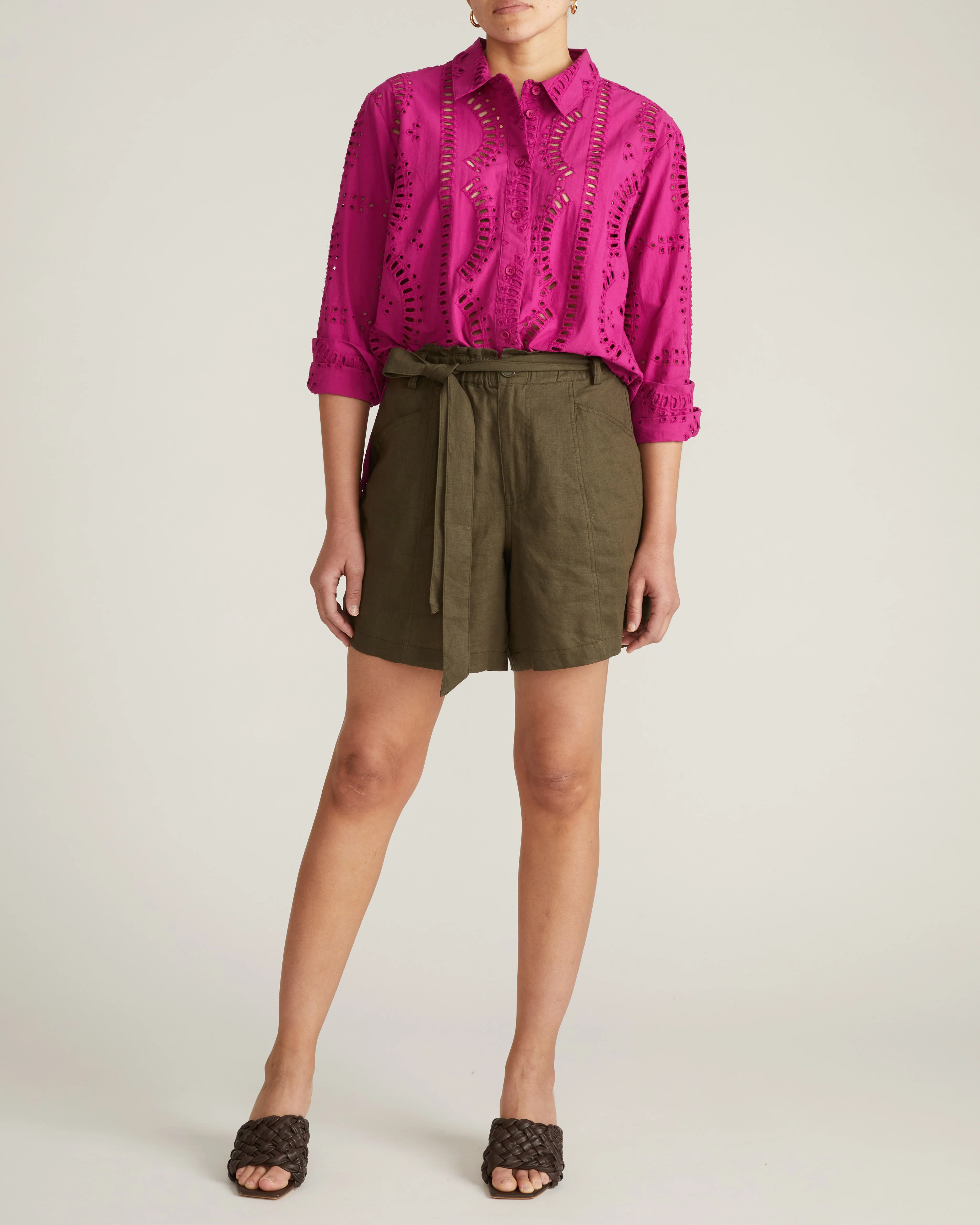 The Embroidered Artist Poplin Shirt - Hyper Pink - Image 4
