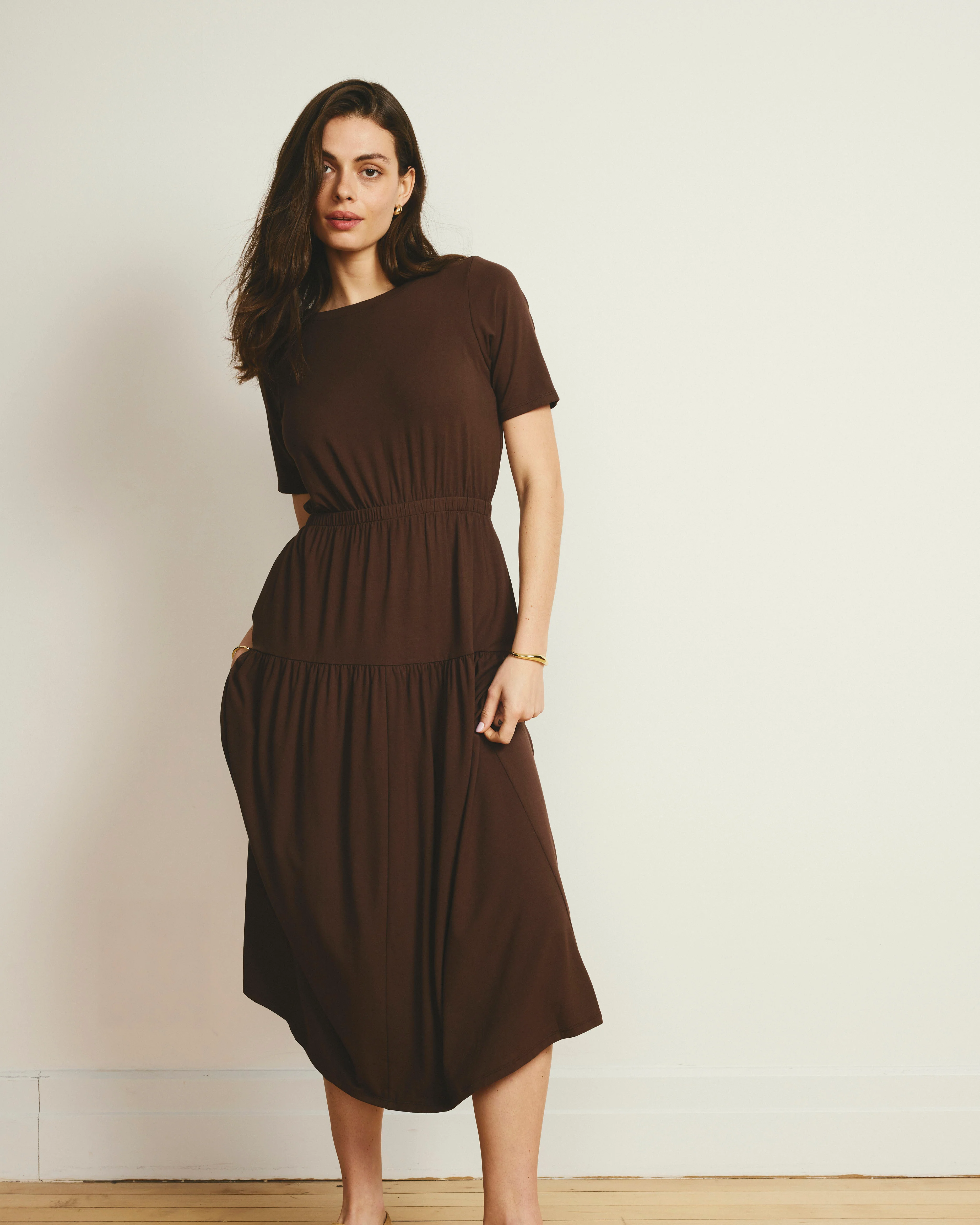 Thea Divine Jersey Midi Dress - Peppercorn - Image 2