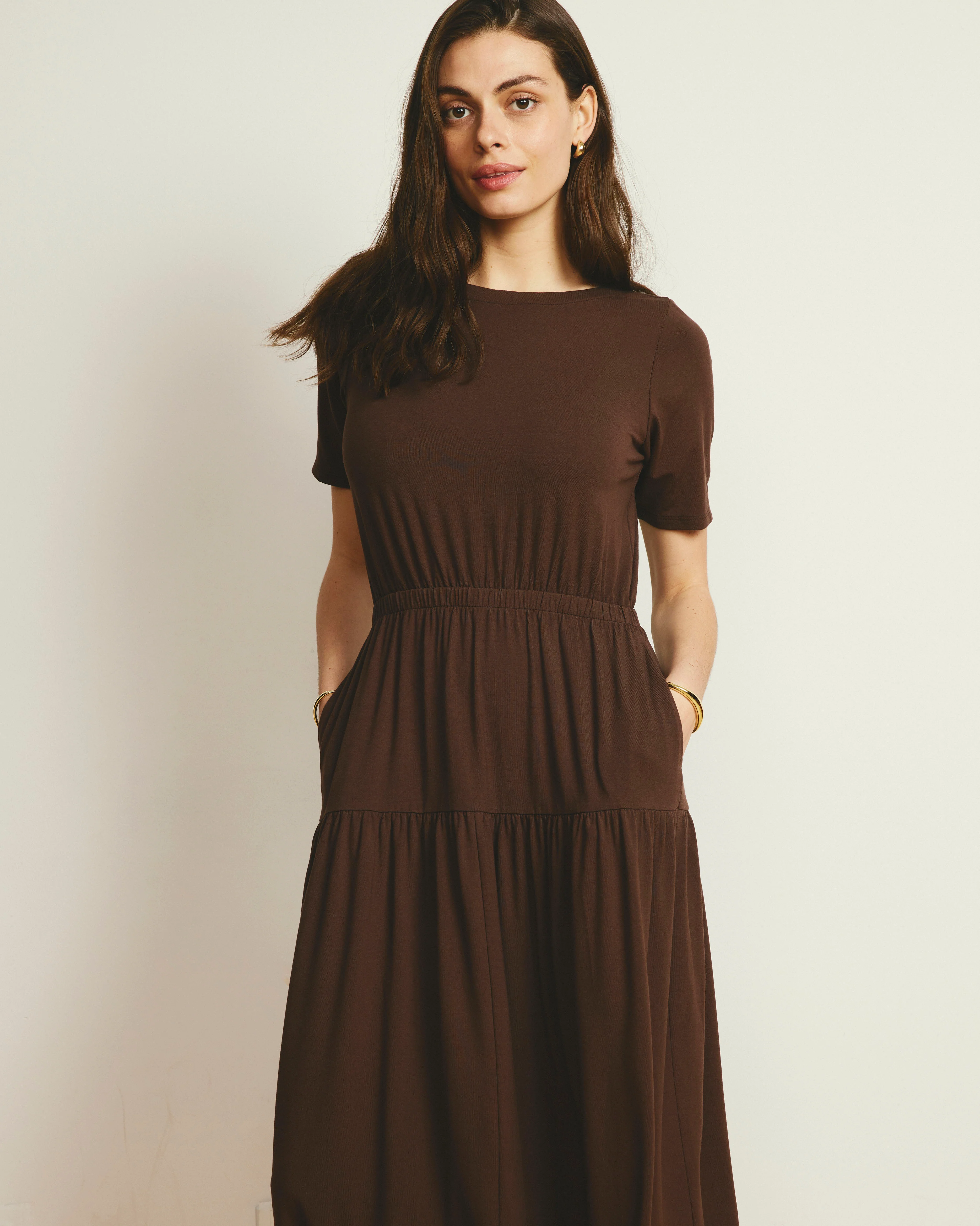 Thea Divine Jersey Midi Dress - Peppercorn - Image 4