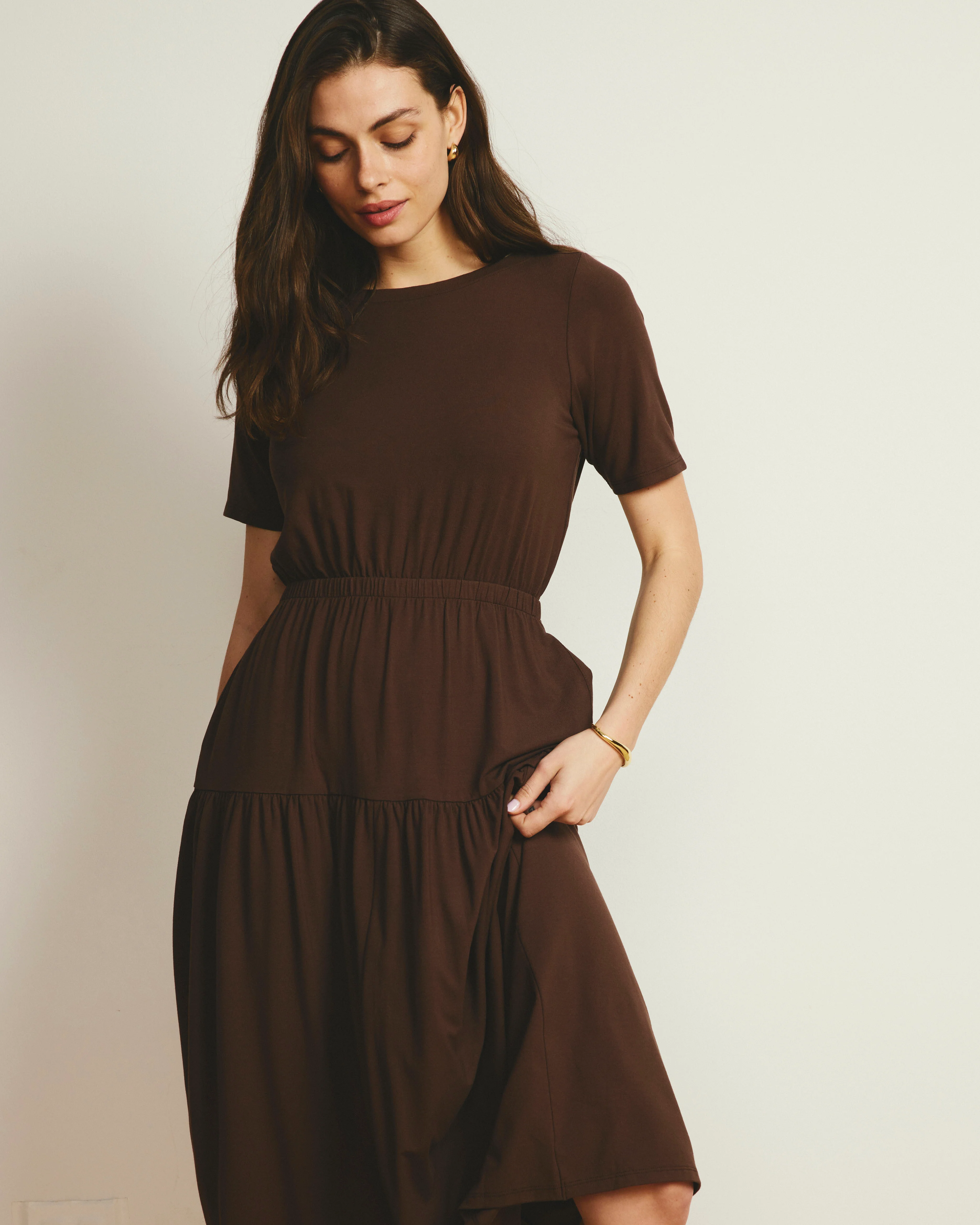 Thea Divine Jersey Midi Dress - Peppercorn - Image 5