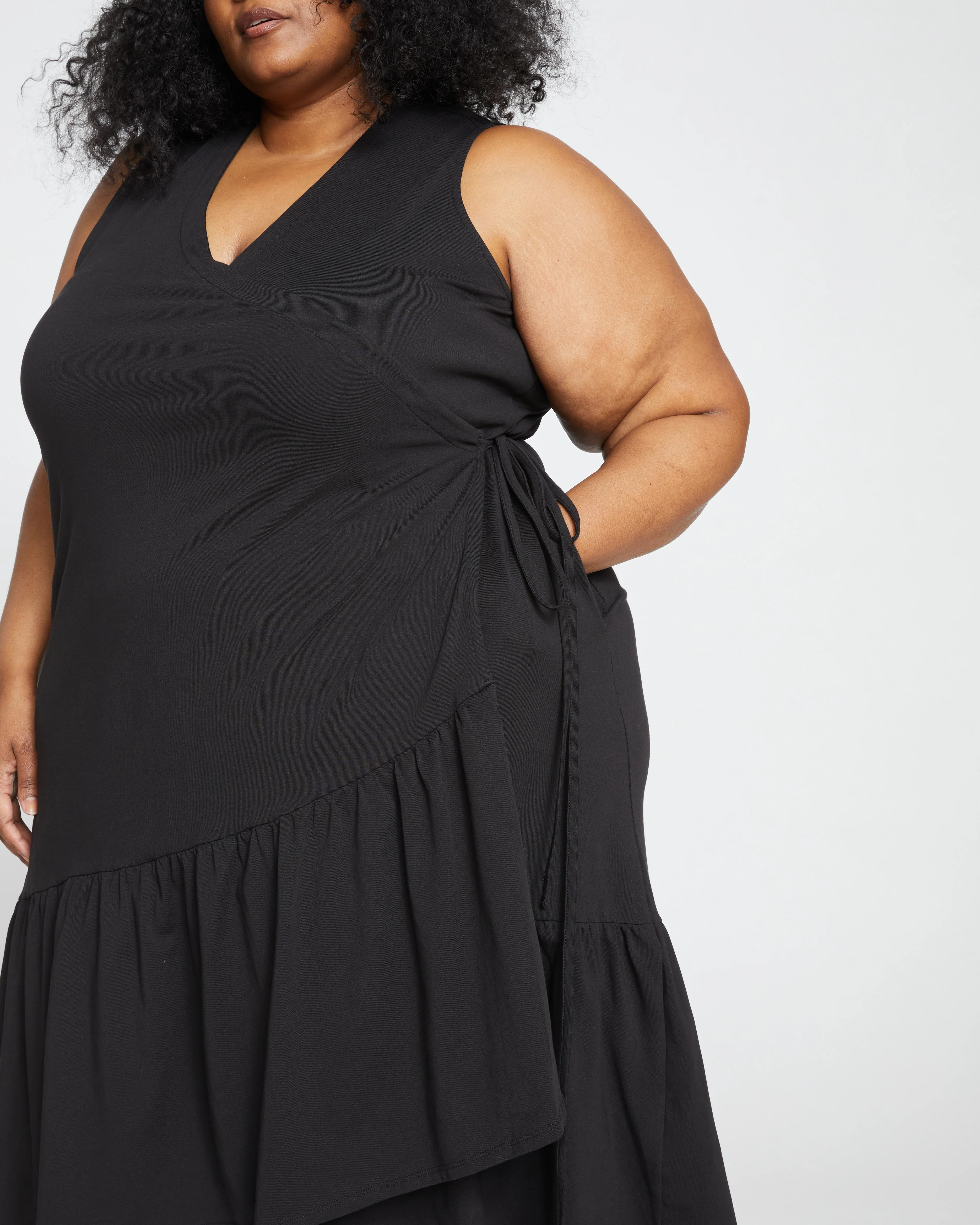 Tiered Twirl Wrap Dress - Black - Image 2