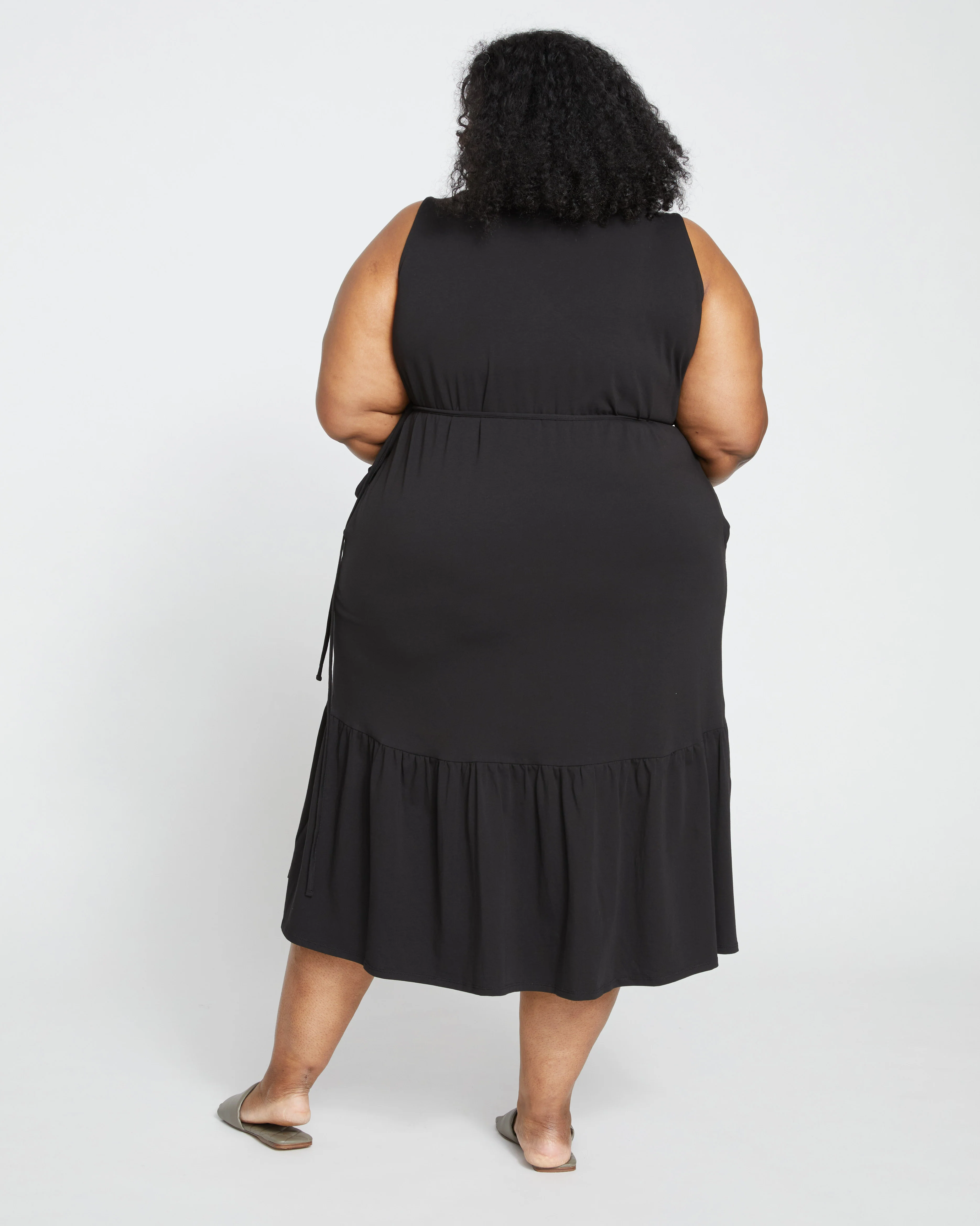 Tiered Twirl Wrap Dress - Black - Image 4