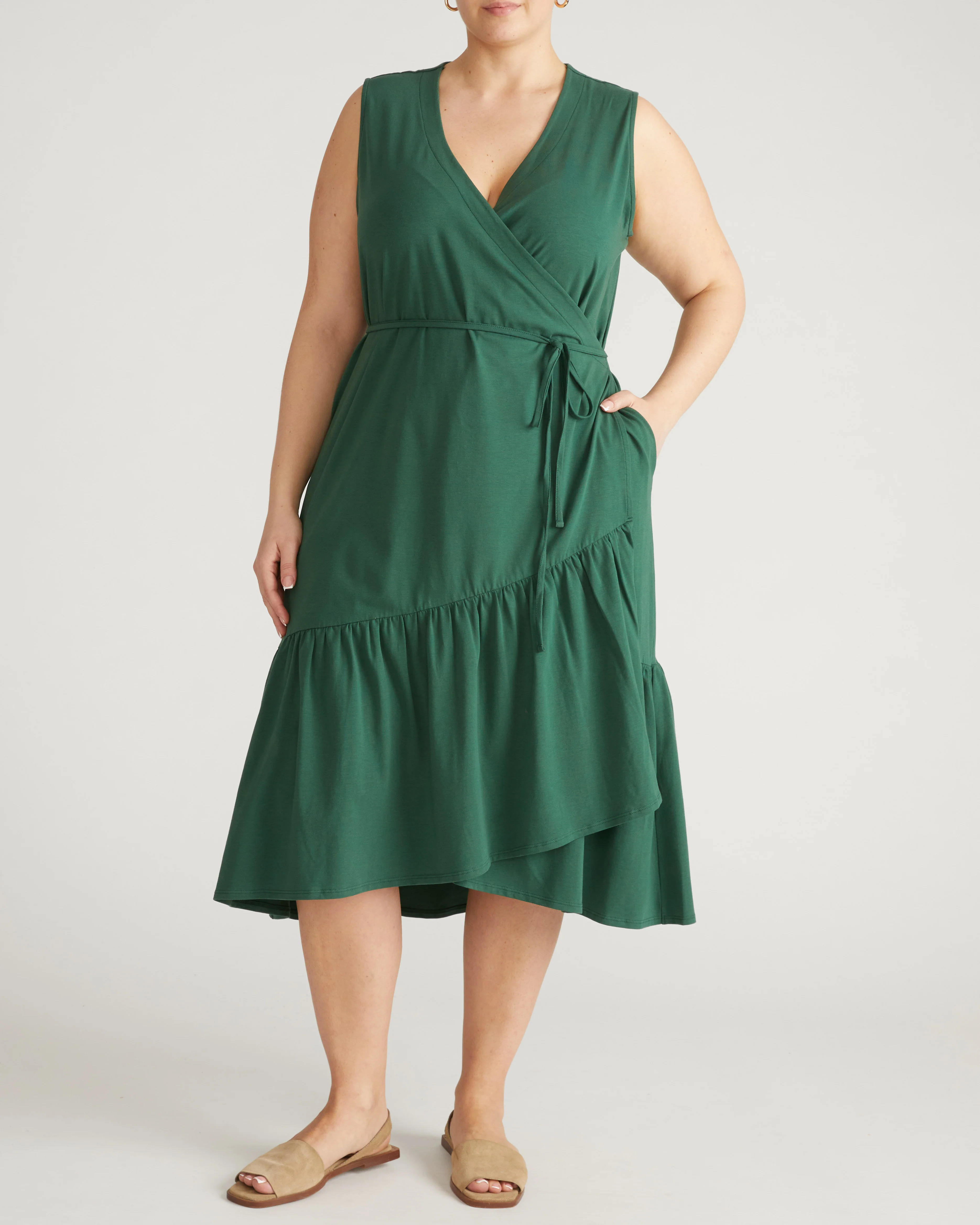 Tiered Twirl Wrap Dress - Conifer - Image 2