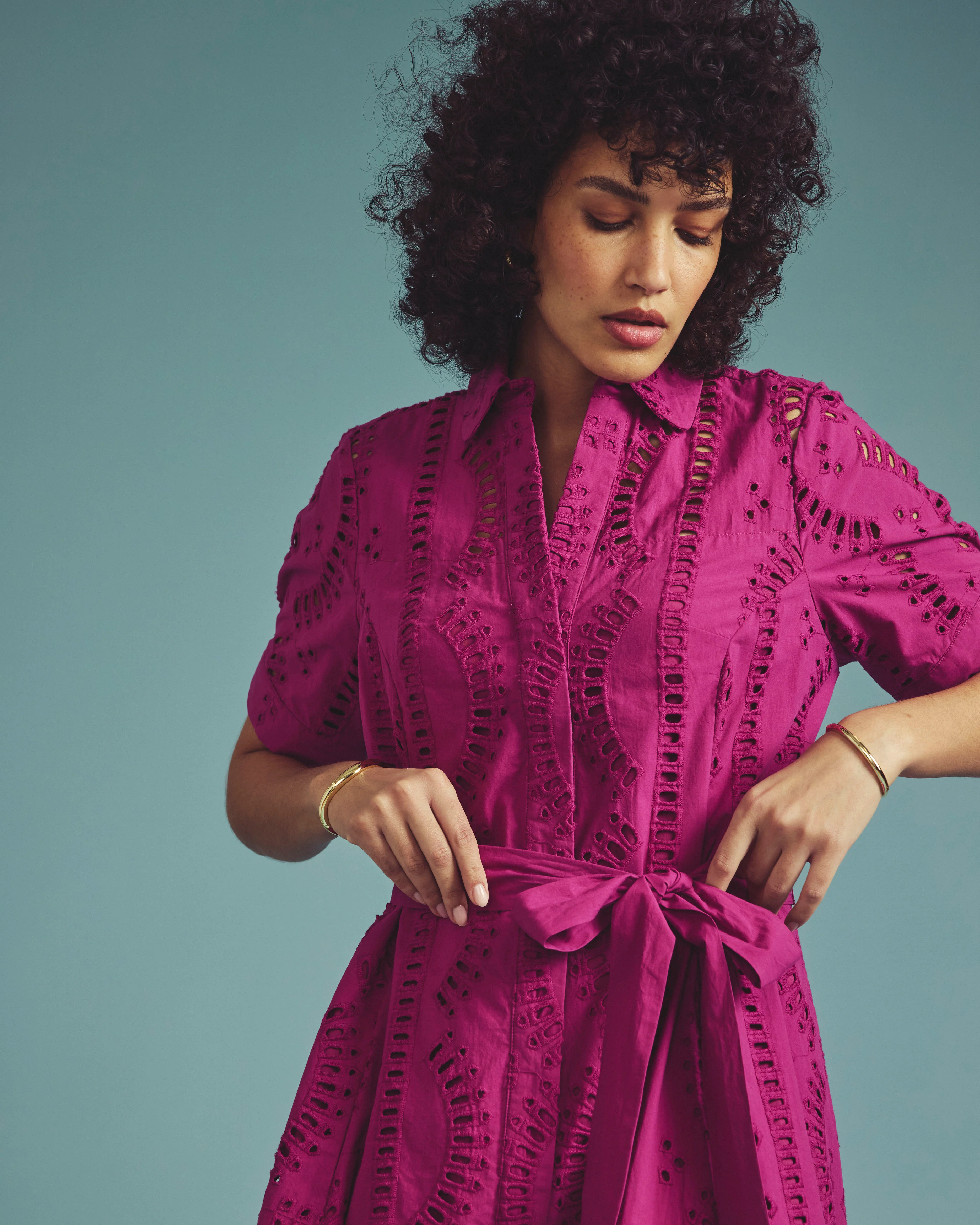 Tina Cotton Poplin Shirtdress - Hyper Pink - Image 4