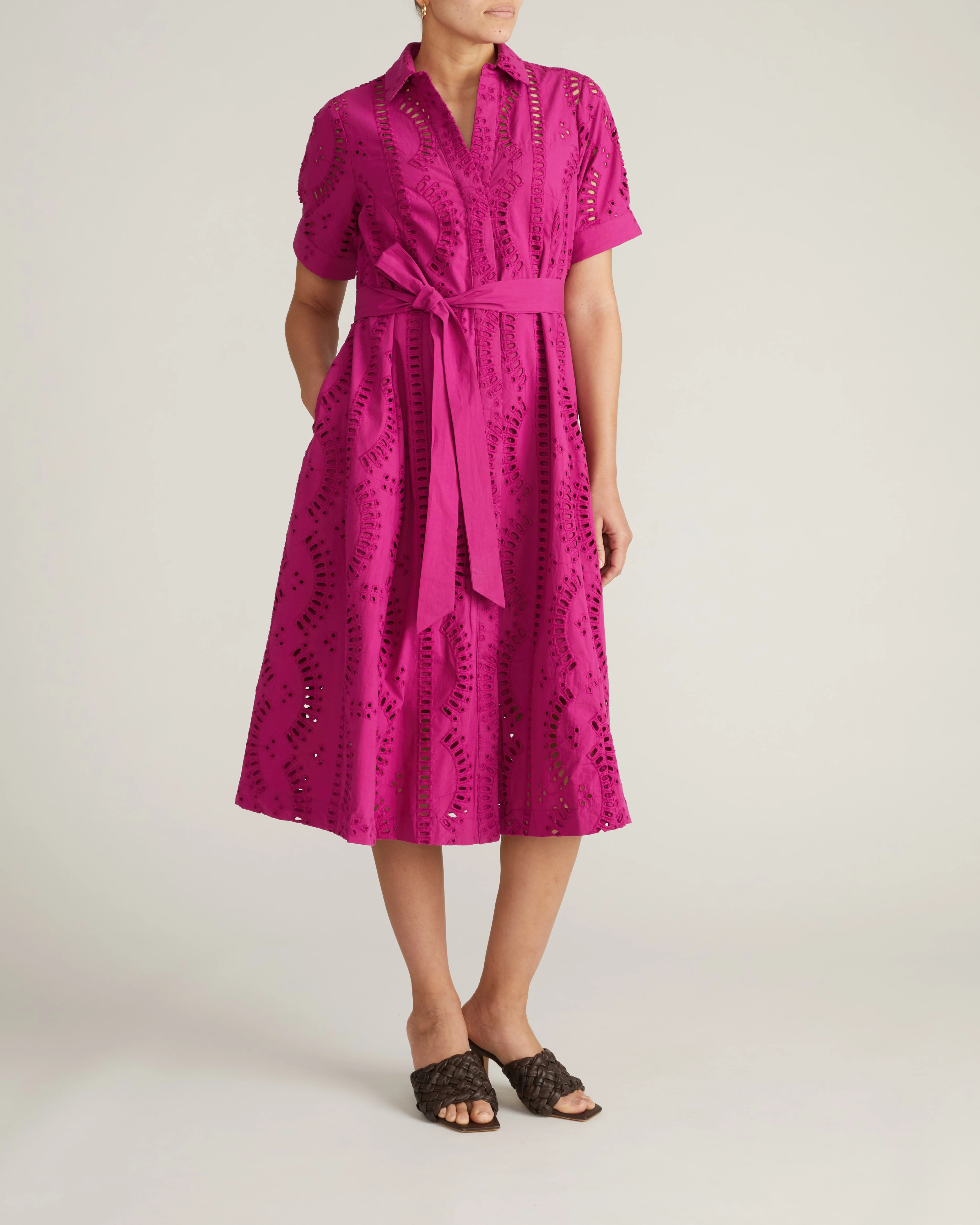 Tina Cotton Poplin Shirtdress - Hyper Pink - Image 5