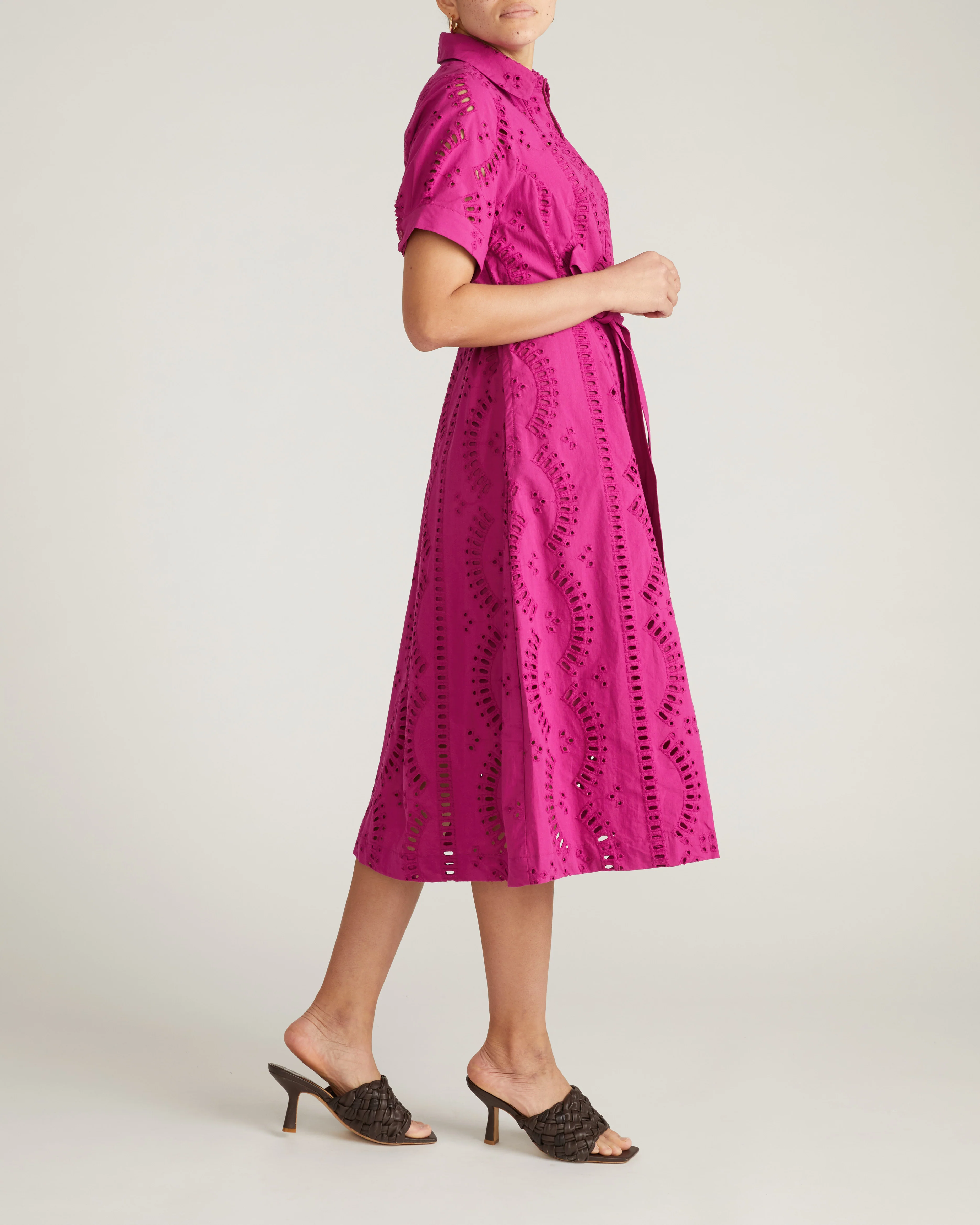 Tina Cotton Poplin Shirtdress - Hyper Pink - Image 6