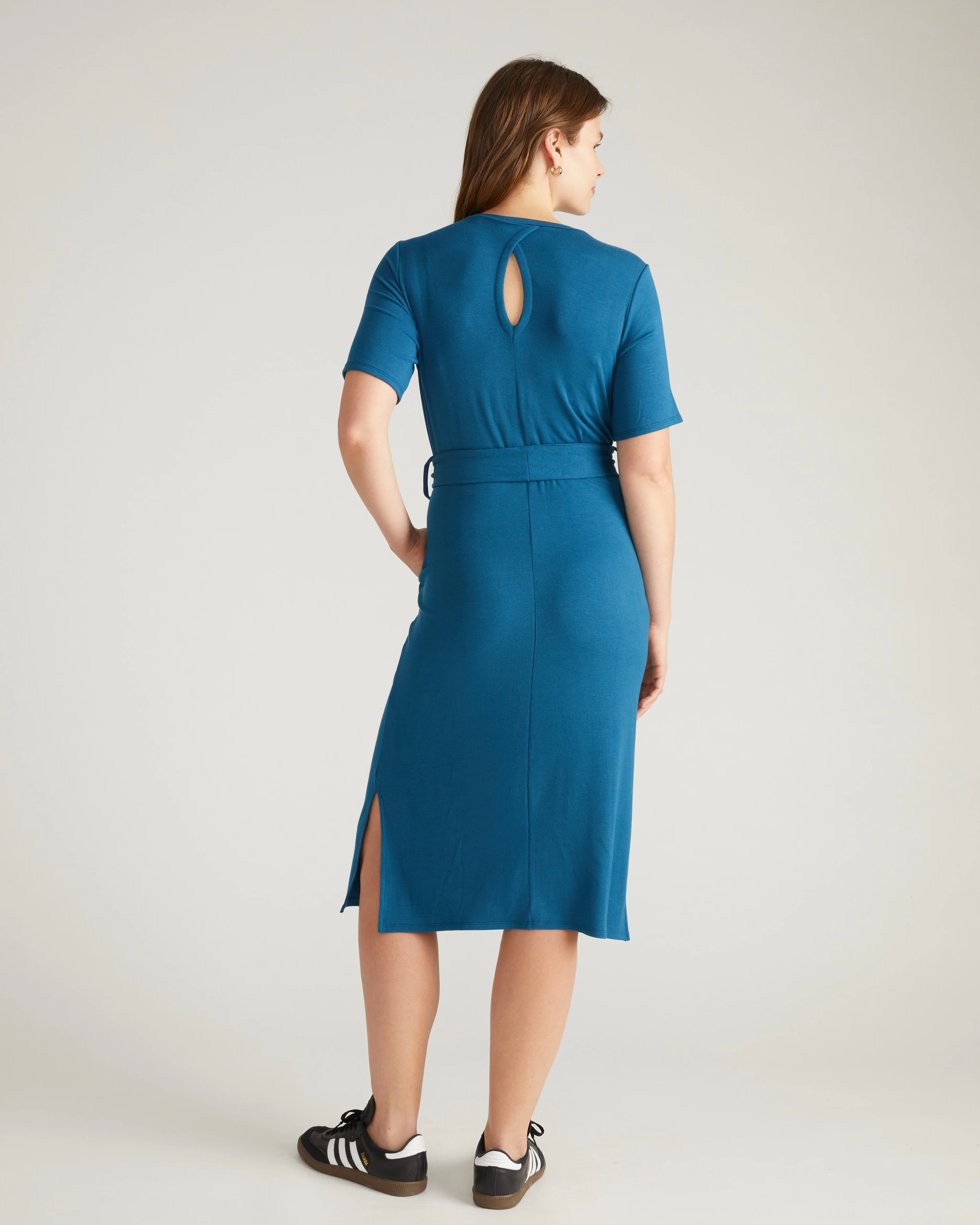 TravelKnit Belted Dress - Blue Teal - Image 3