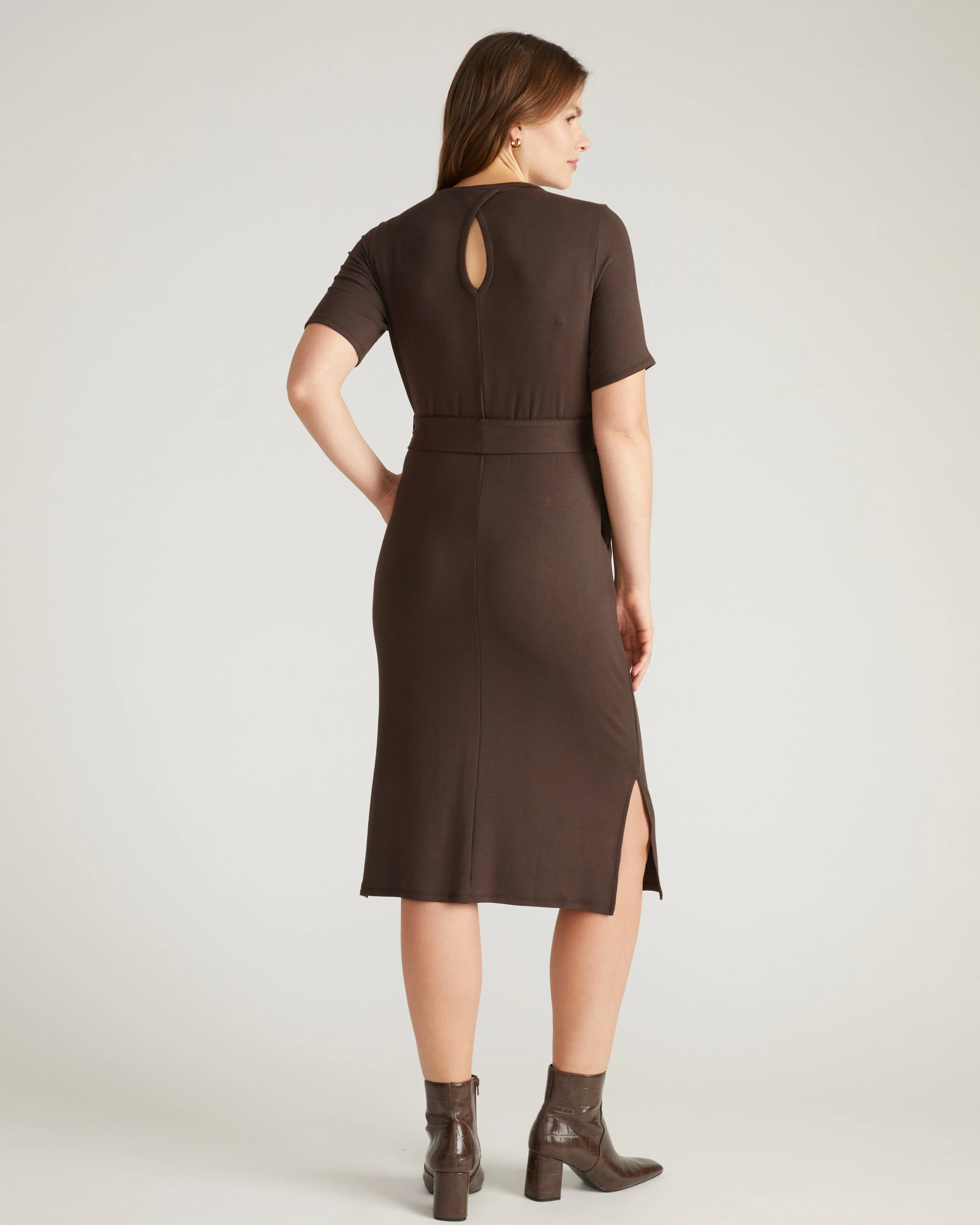 TravelKnit Belted Dress - Espresso - Image 3