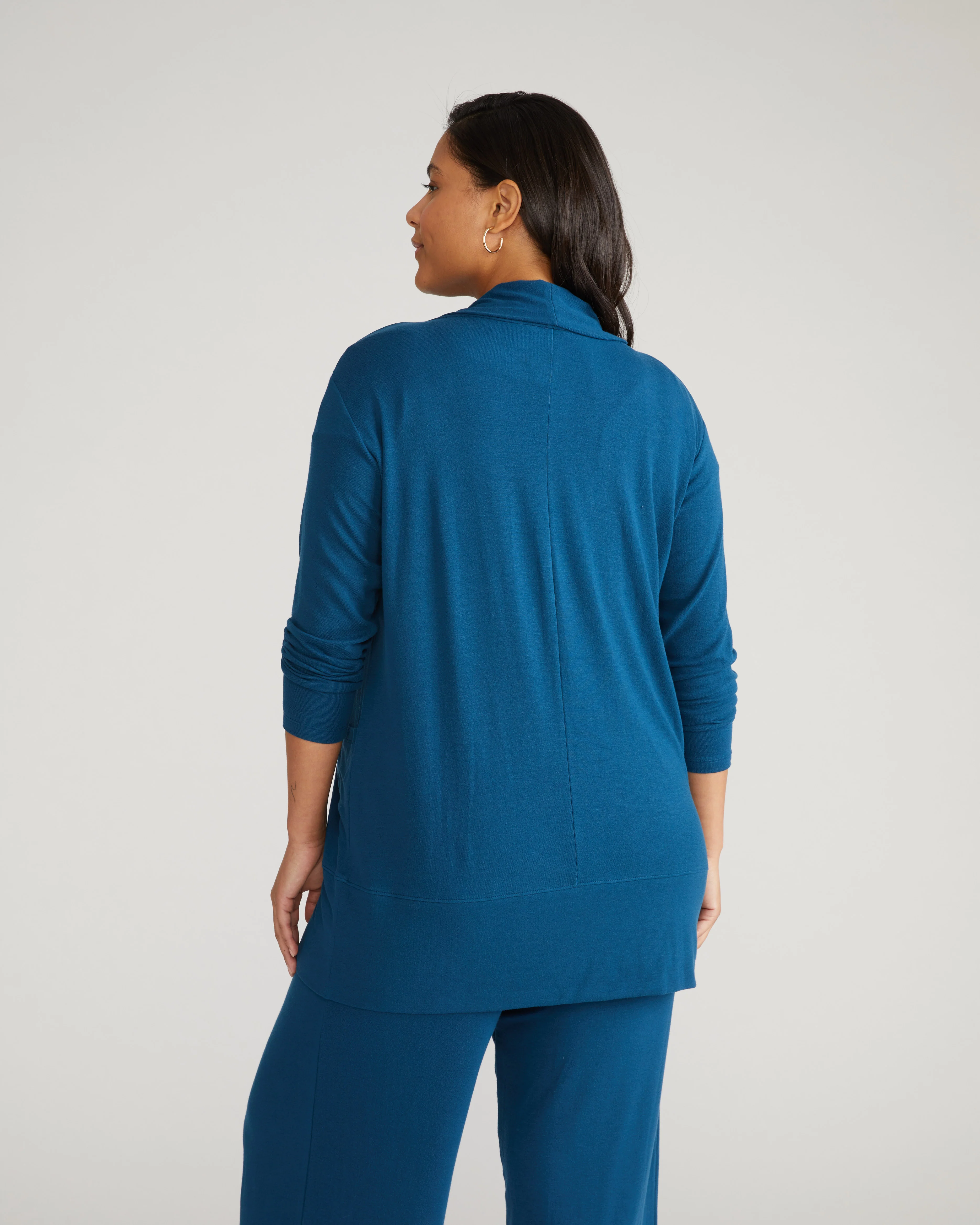TravelKnit Minimalist Cardigan - Blue Teal - Image 3