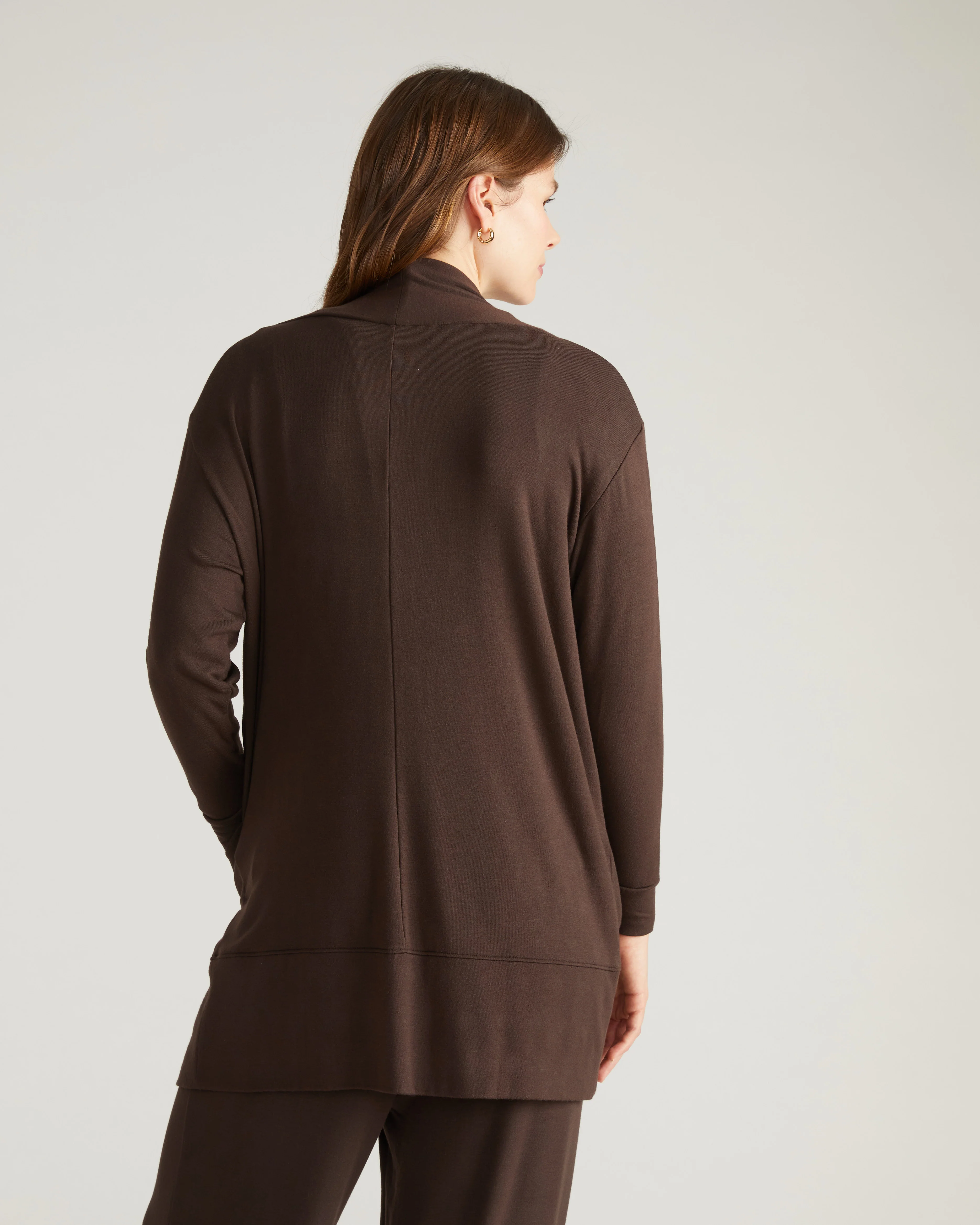 TravelKnit Minimalist Cardigan - Espresso - Image 3