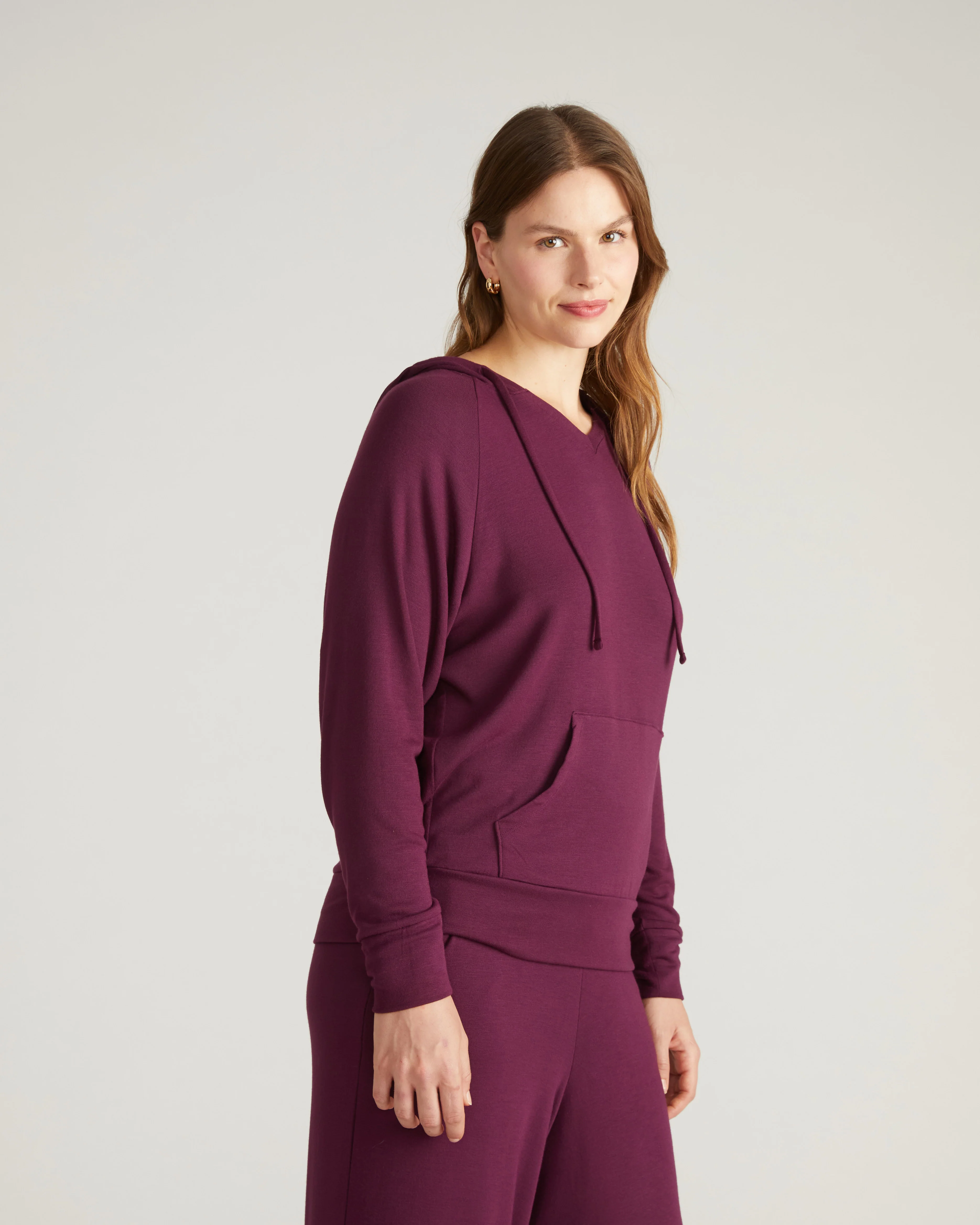 TravelKnit V Neck Hoodie - Gamay - Image 2