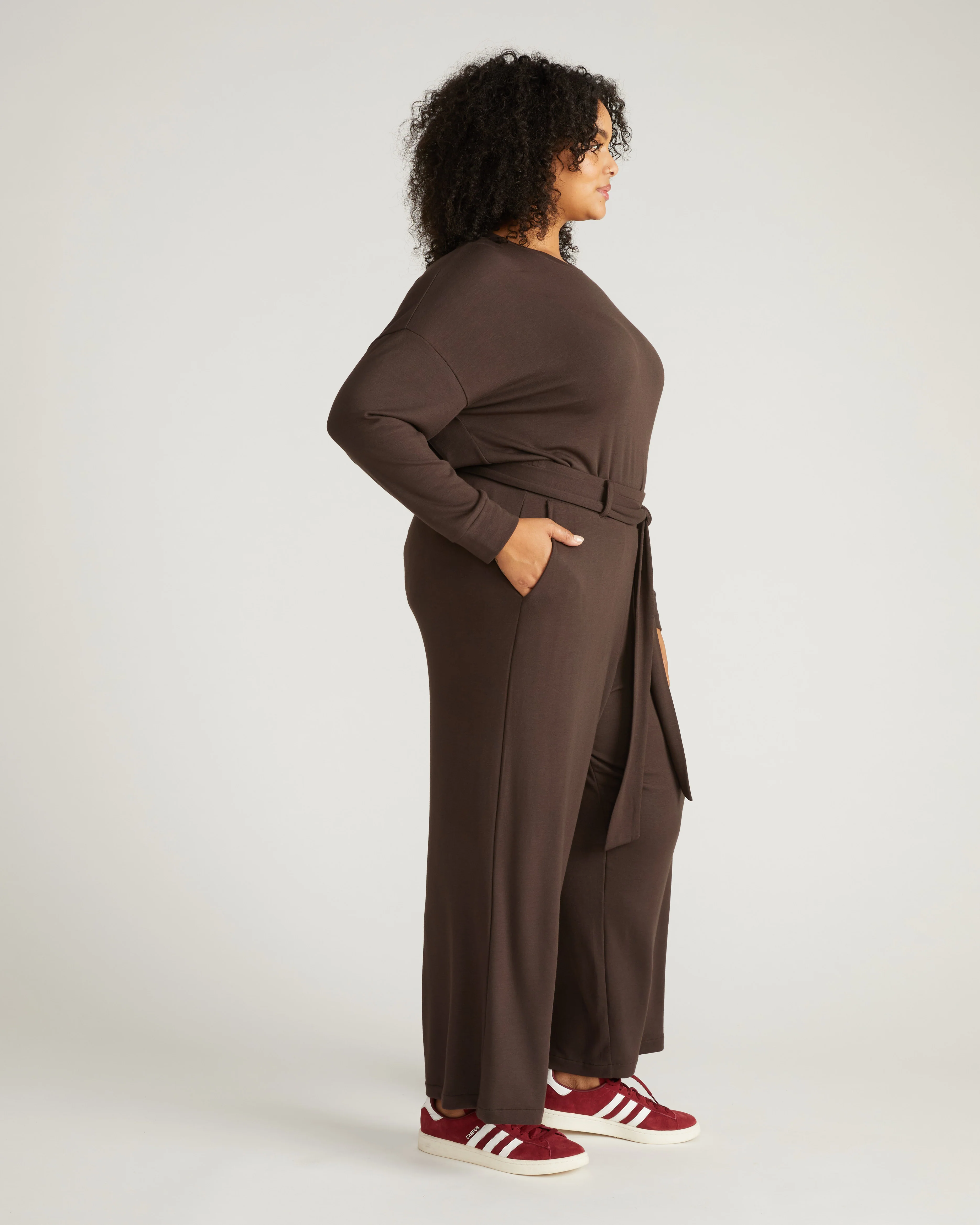 TravelKnit Wide Leg Pants - Espresso - Image 2