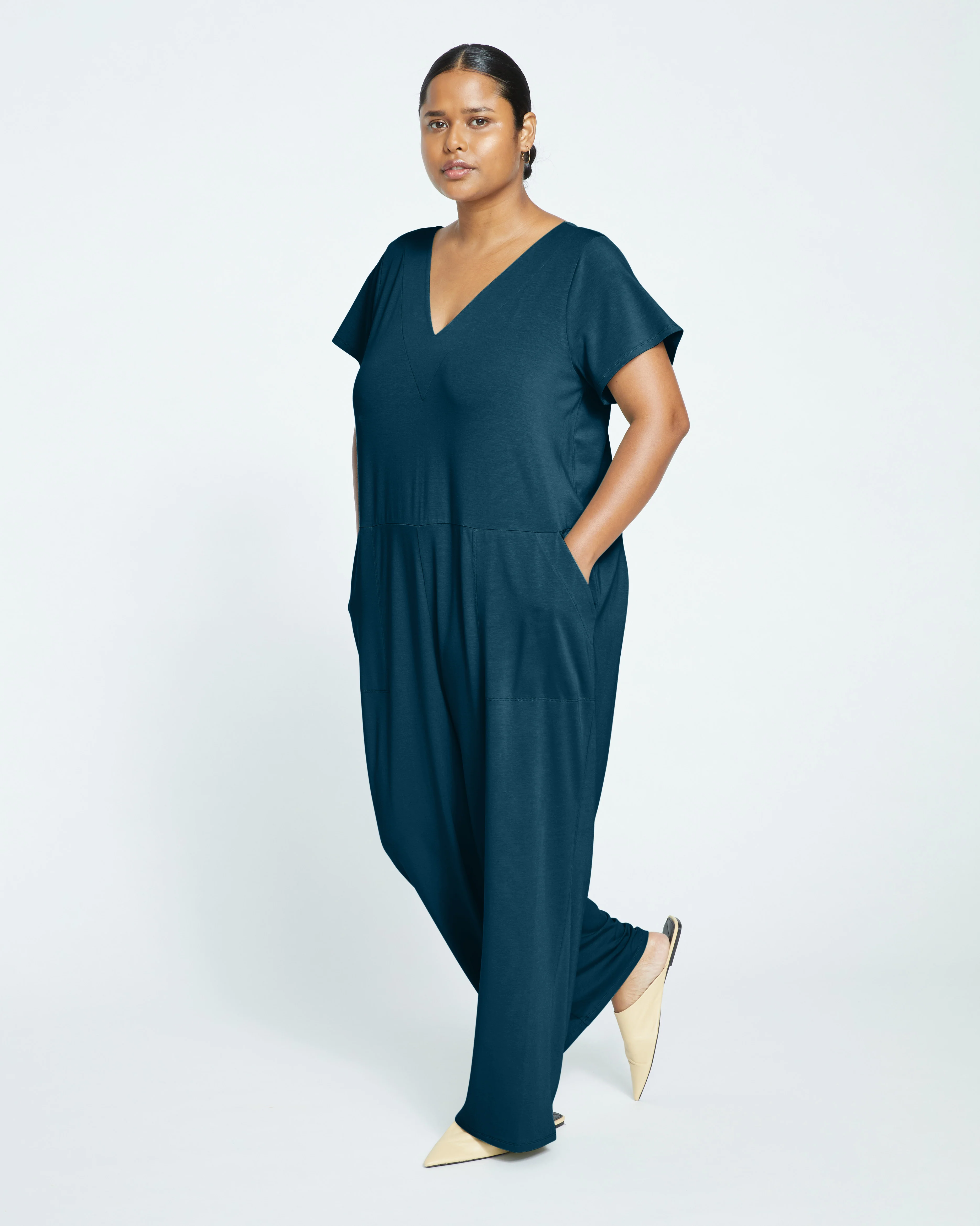UltimateS Jemma V Neck Jumpsuit - Deep Sea - Image 3