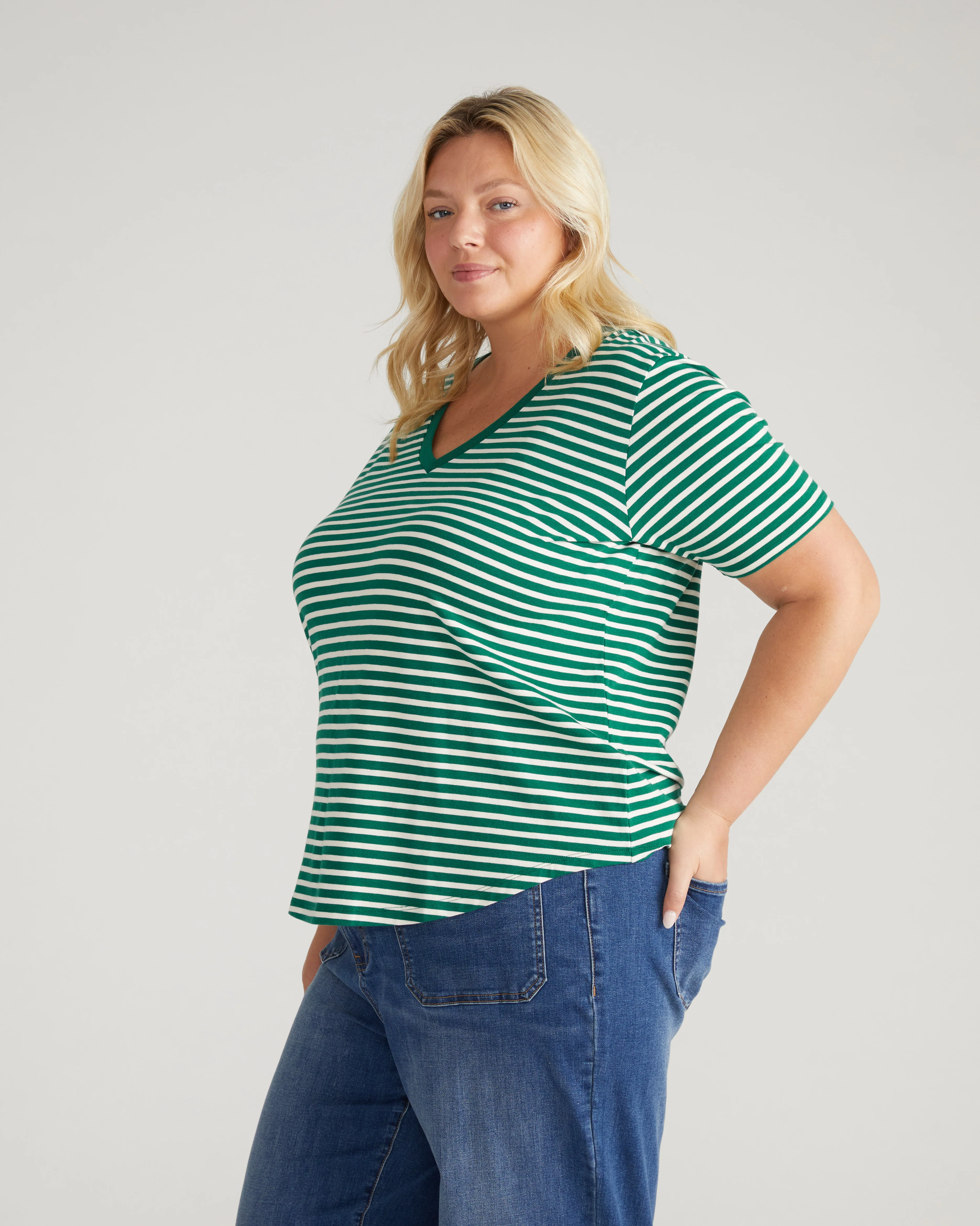 V Rex - Aventurine/Ecru Stripe - Image 2
