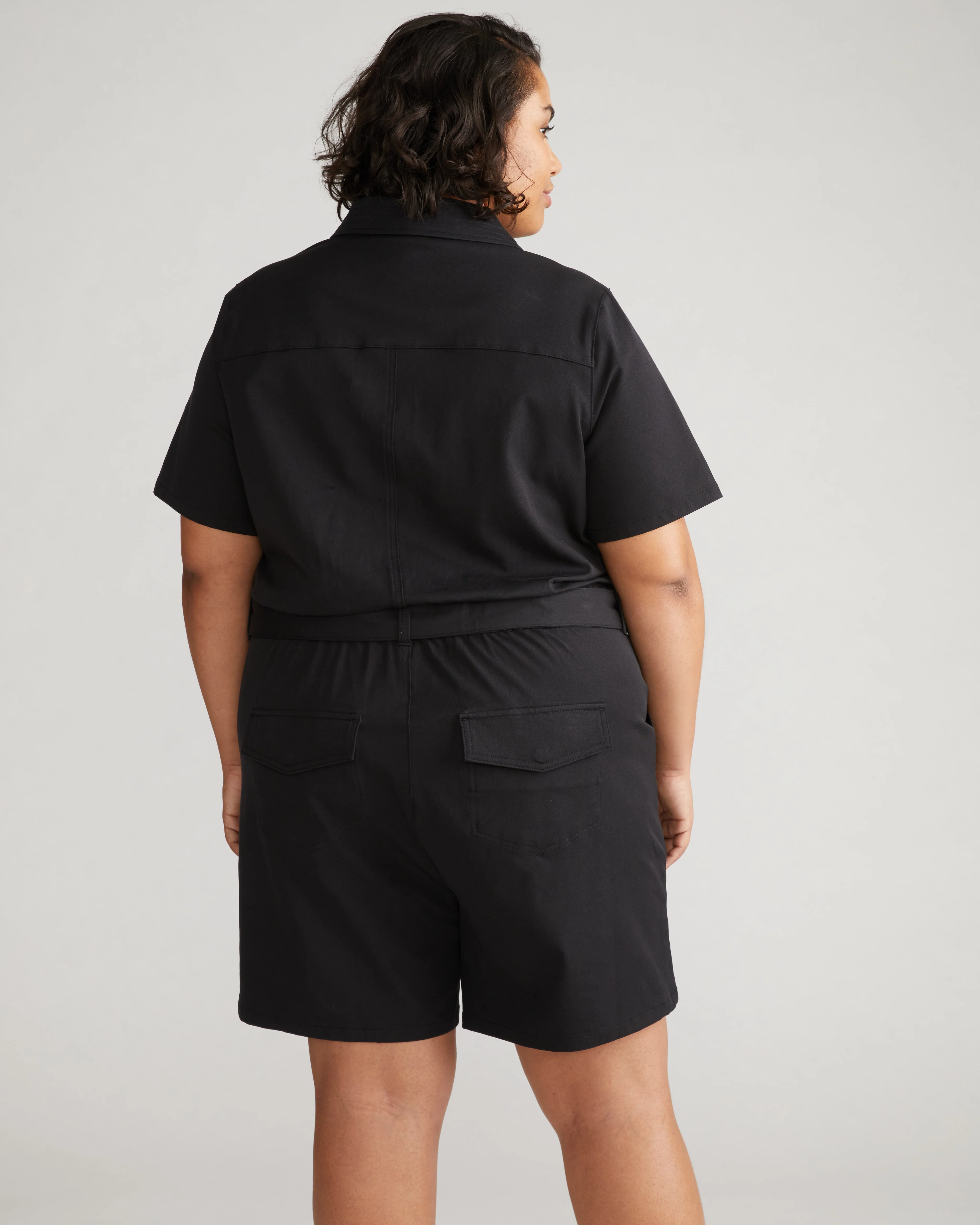 Valley Stretch Cotton Twill Romper - Black - Image 3