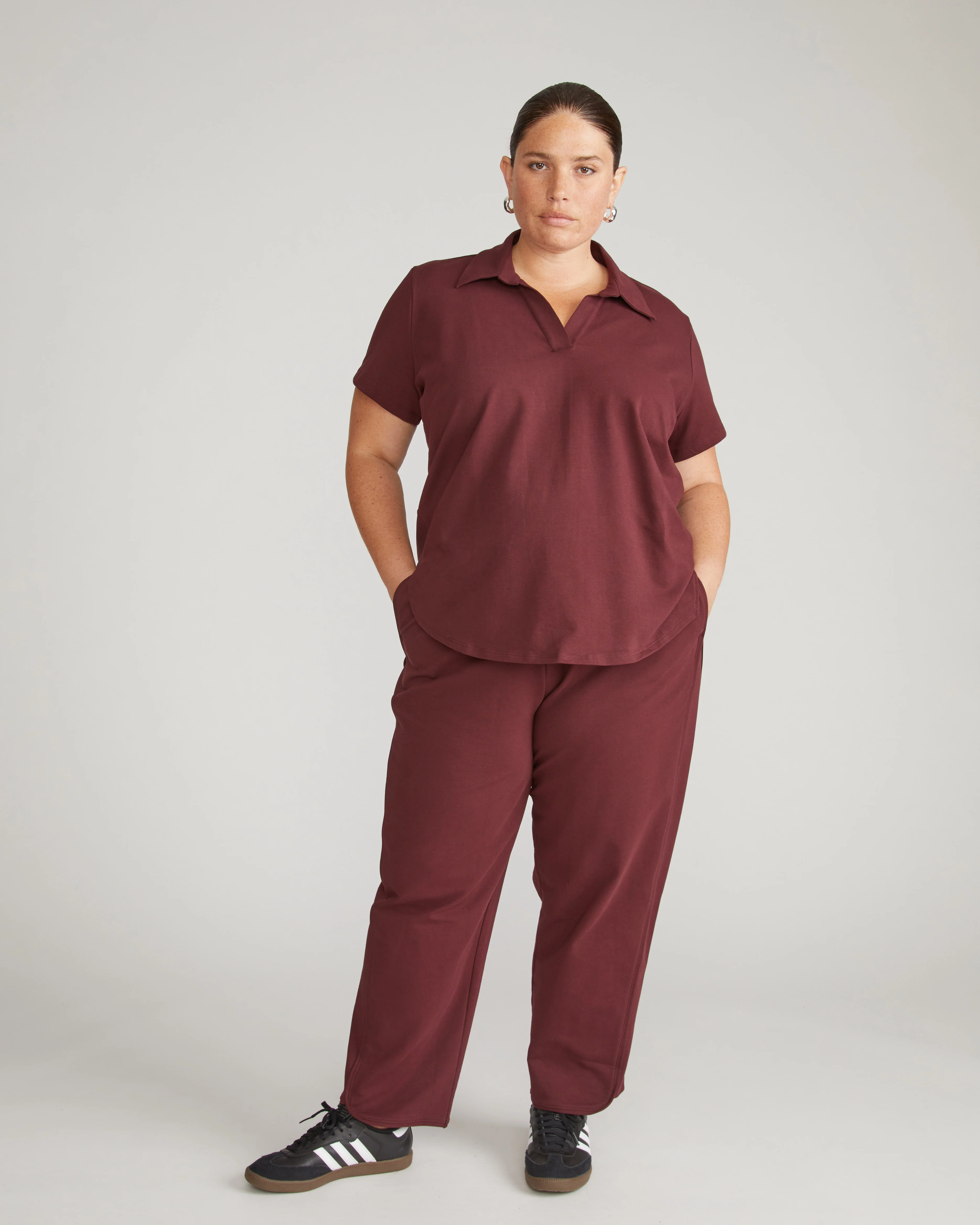Varsity French Terry Pull On Pants - Black Cherry - Image 2