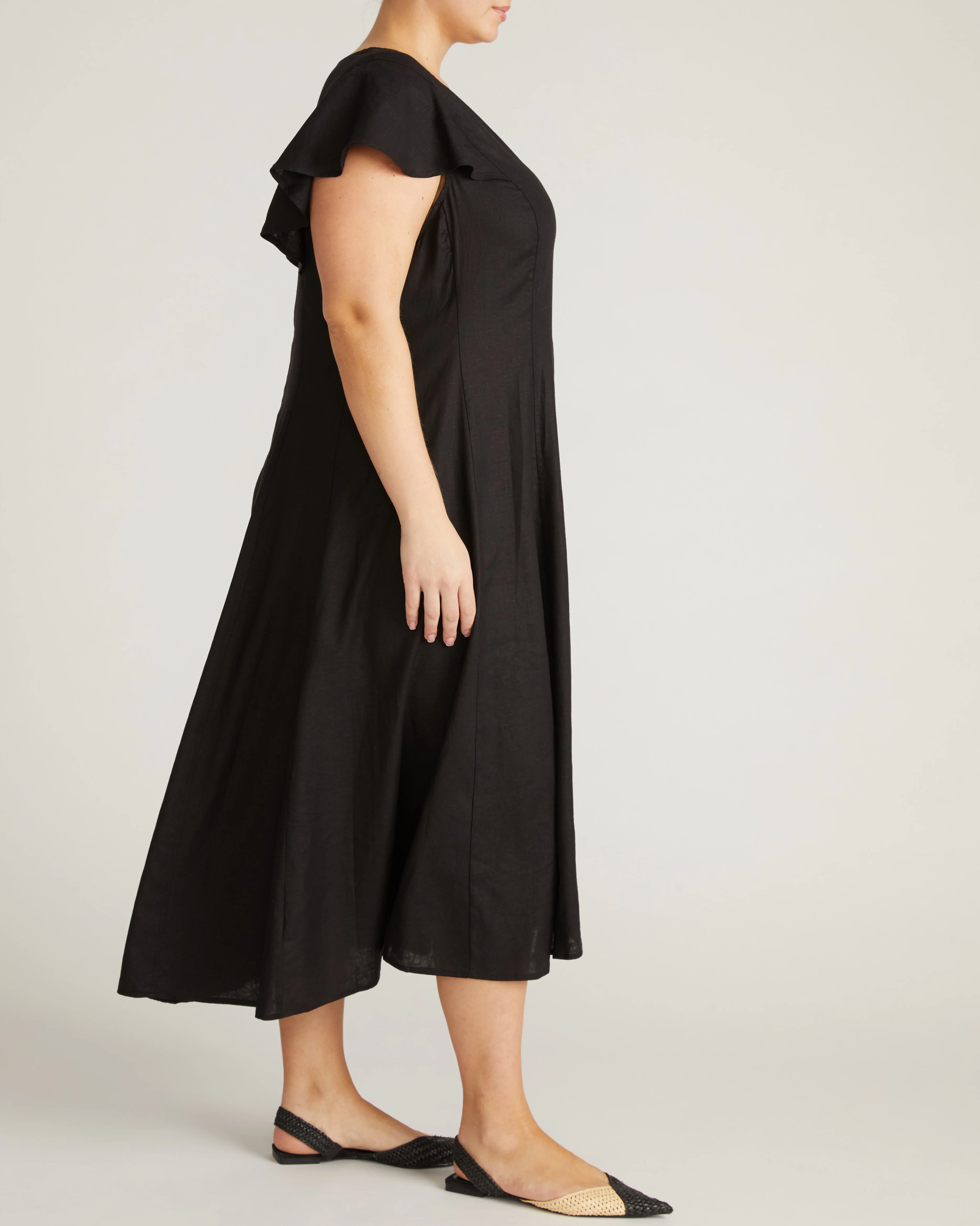 Victoria Linen Dress - Black - Image 4