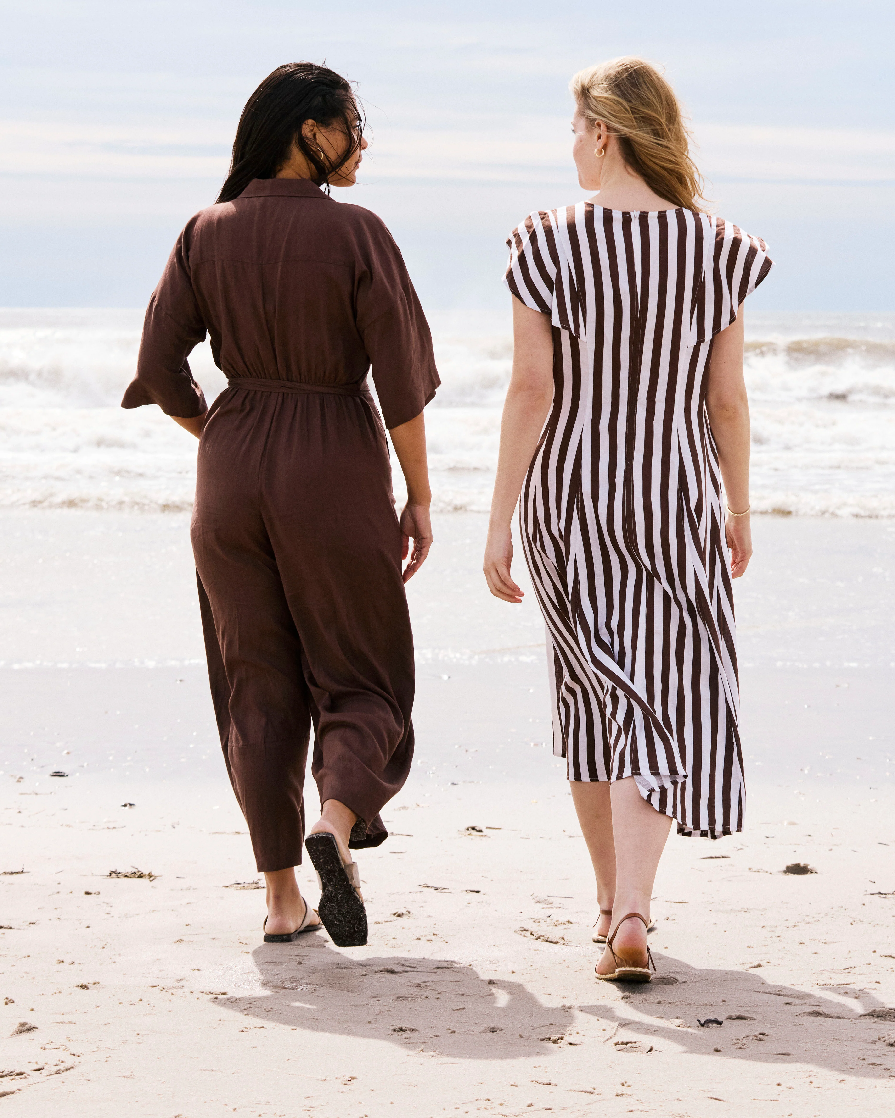 Victoria Linen Dress - Peppercorn Stripe - Image 2