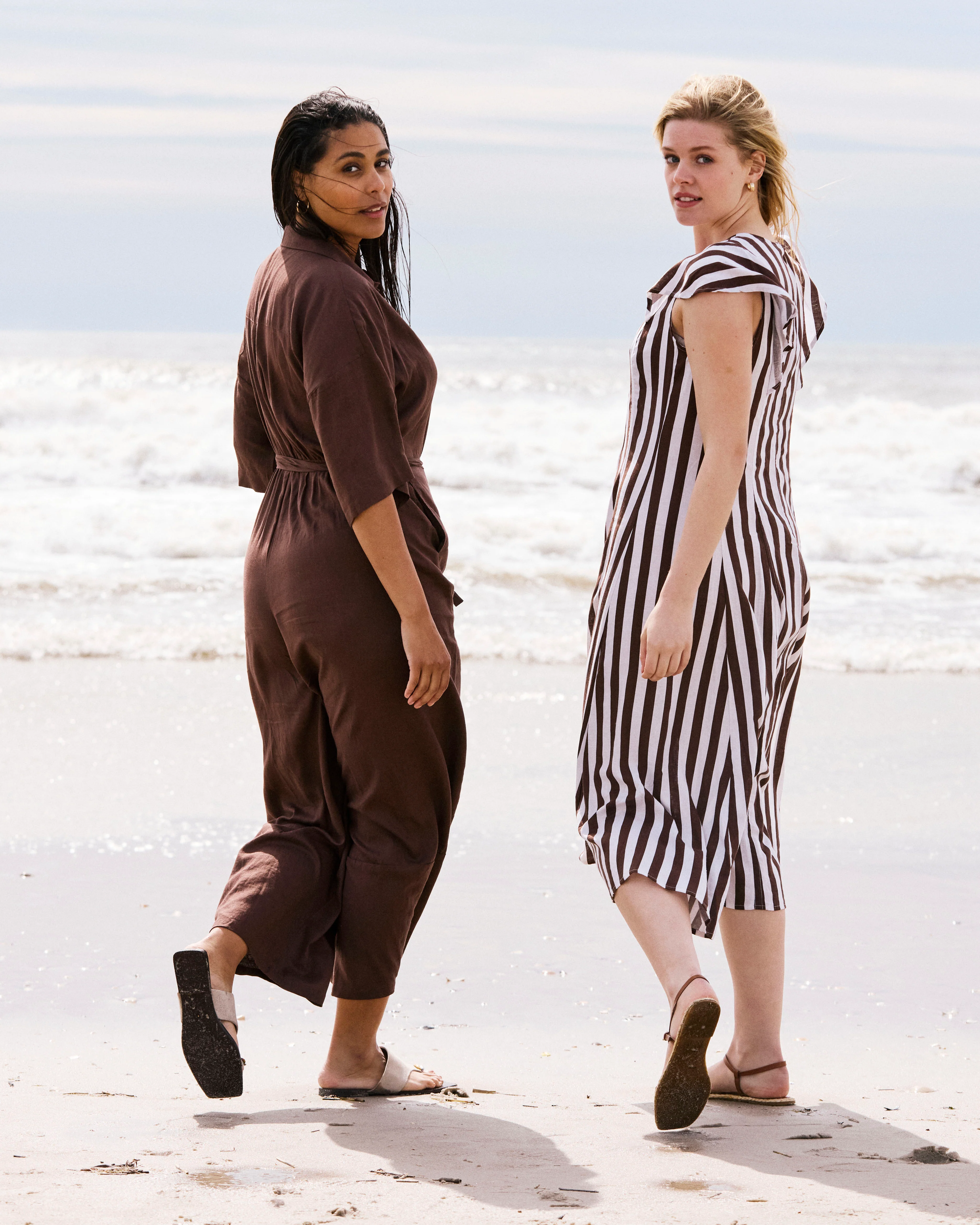 Victoria Linen Dress - Peppercorn Stripe - Image 4