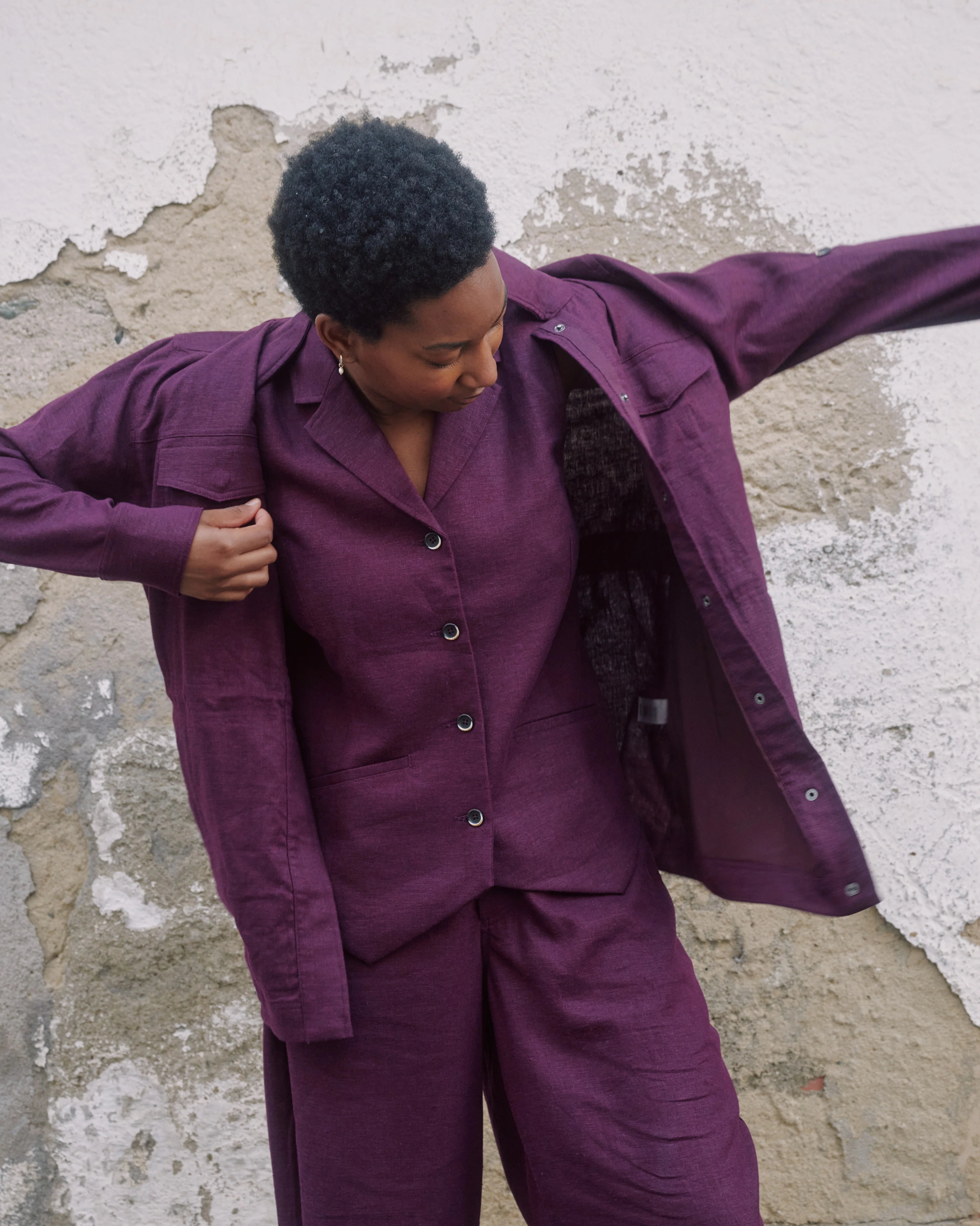 Vineyard Linen Jacket - Acai - Image 5