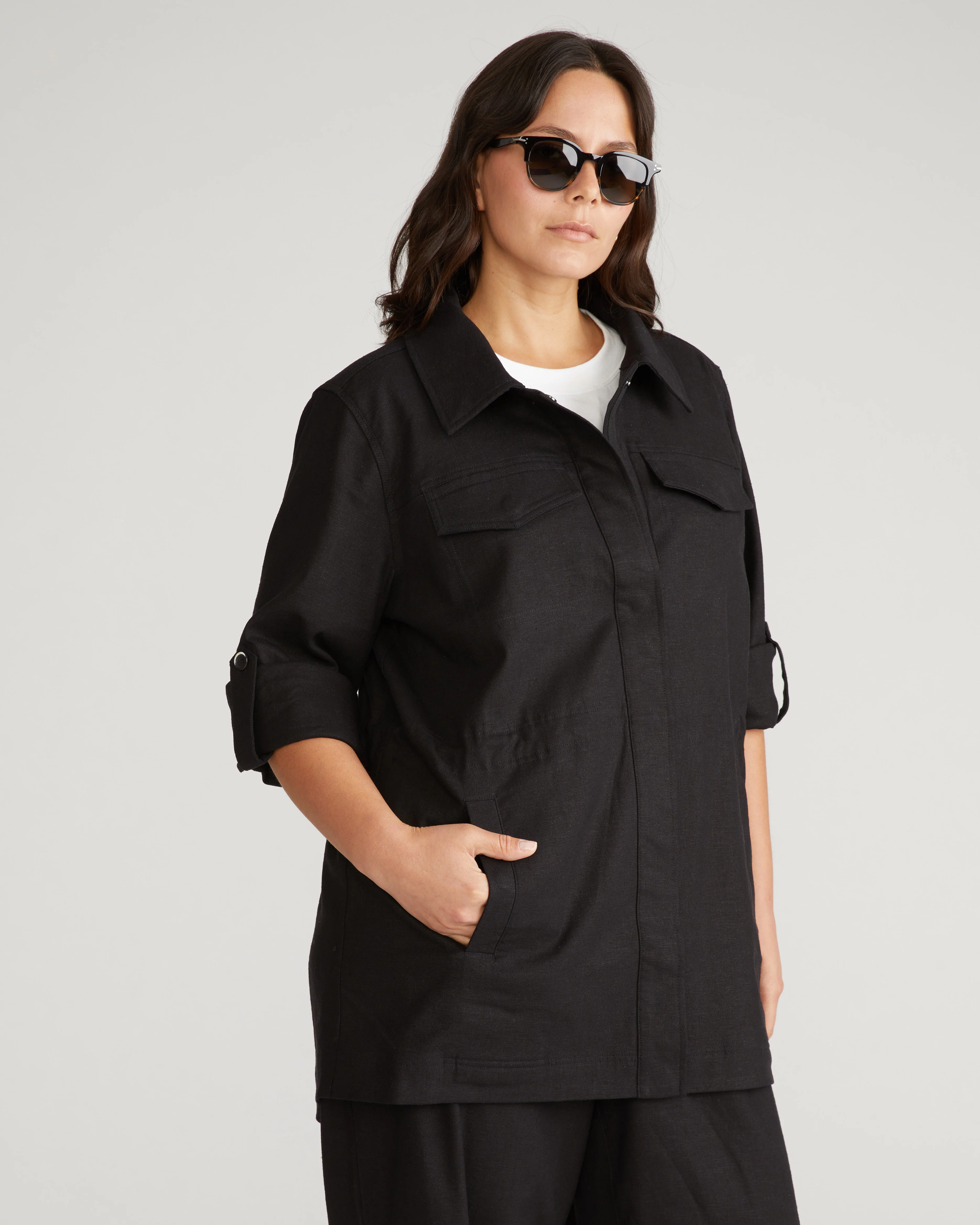Vineyard Linen Jacket - Black - Image 3