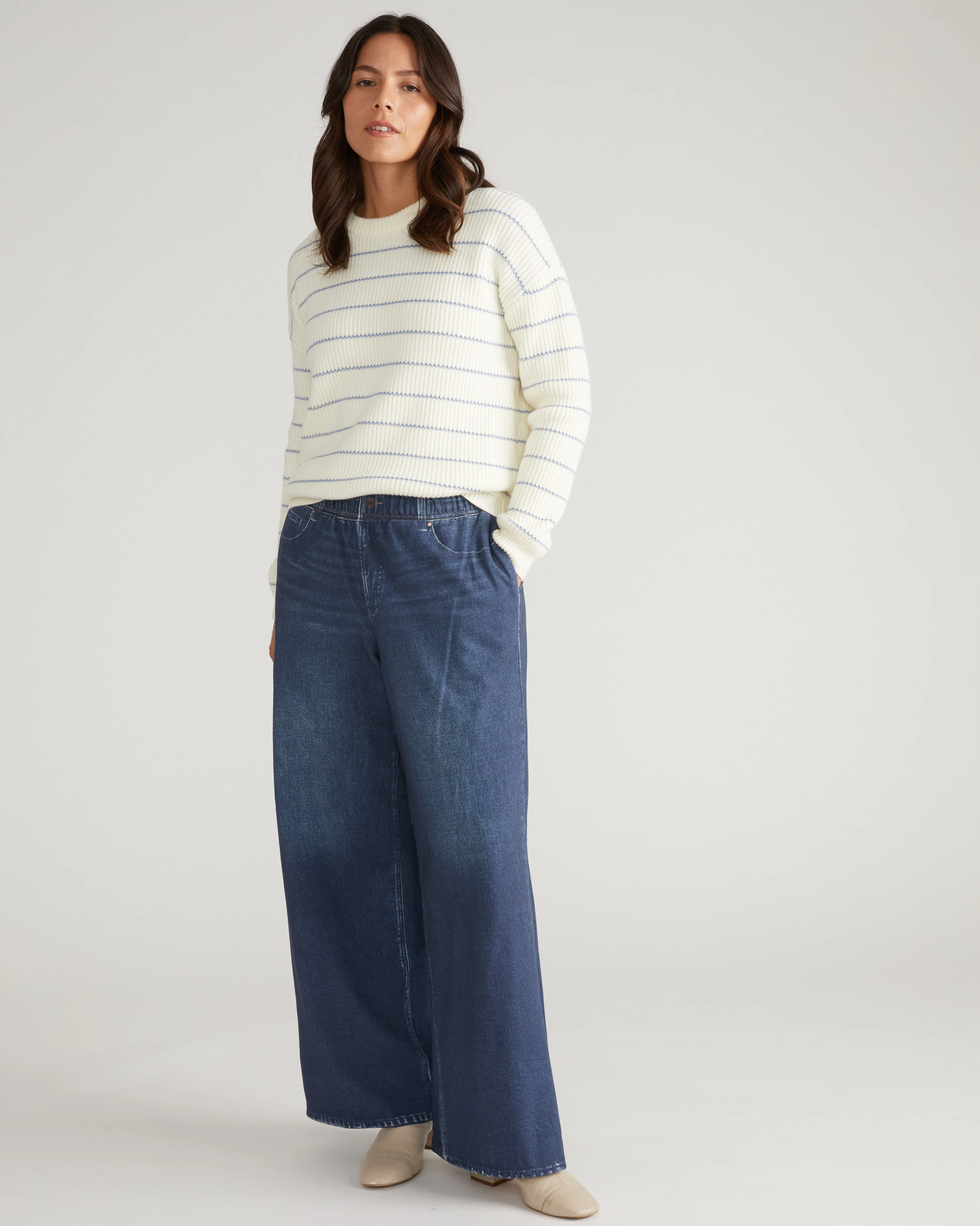 Wide Leg Sweatpant Jeans - Blue Mirage - Image 2