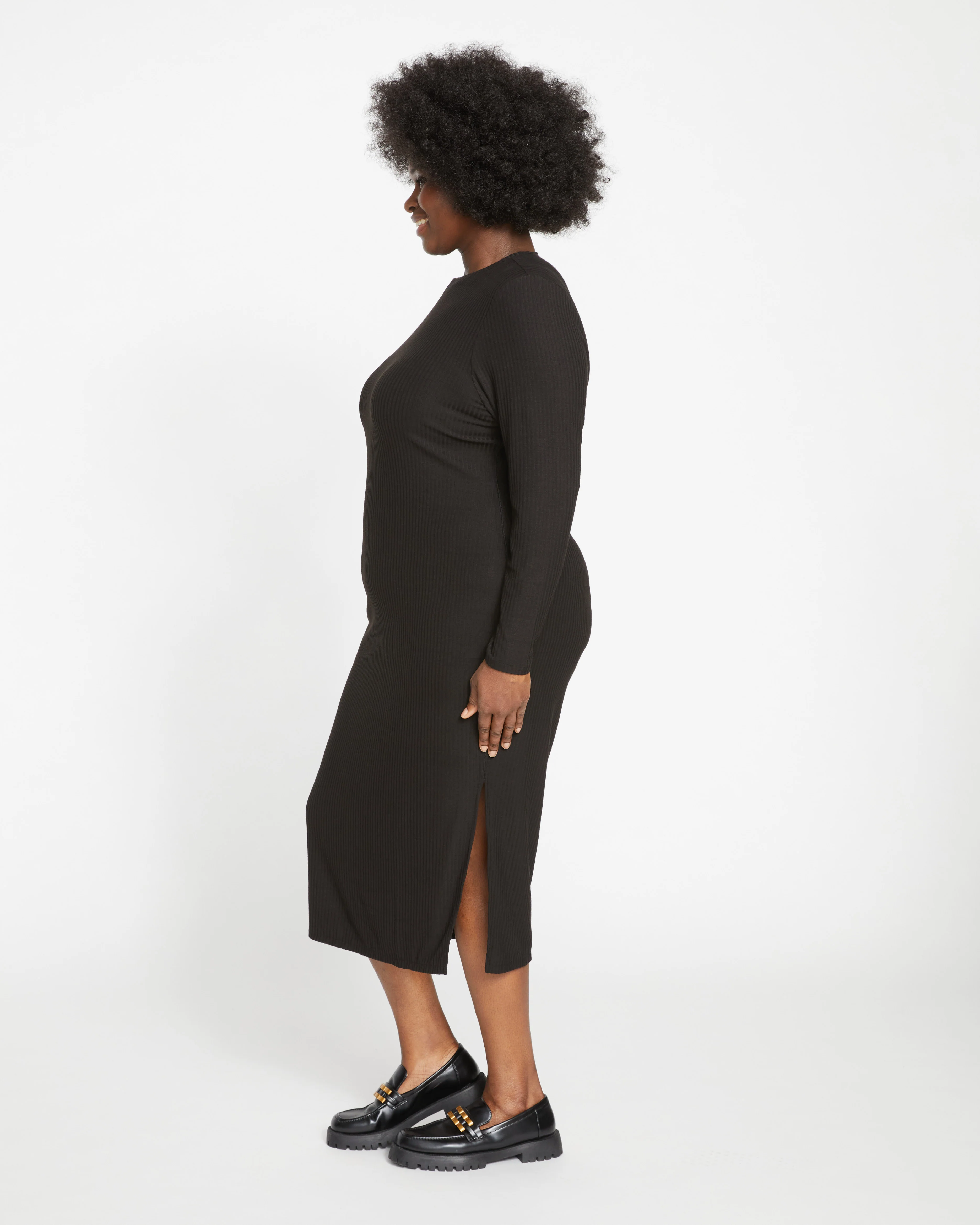 Xenia Ribbed Dress - Black - Image 3