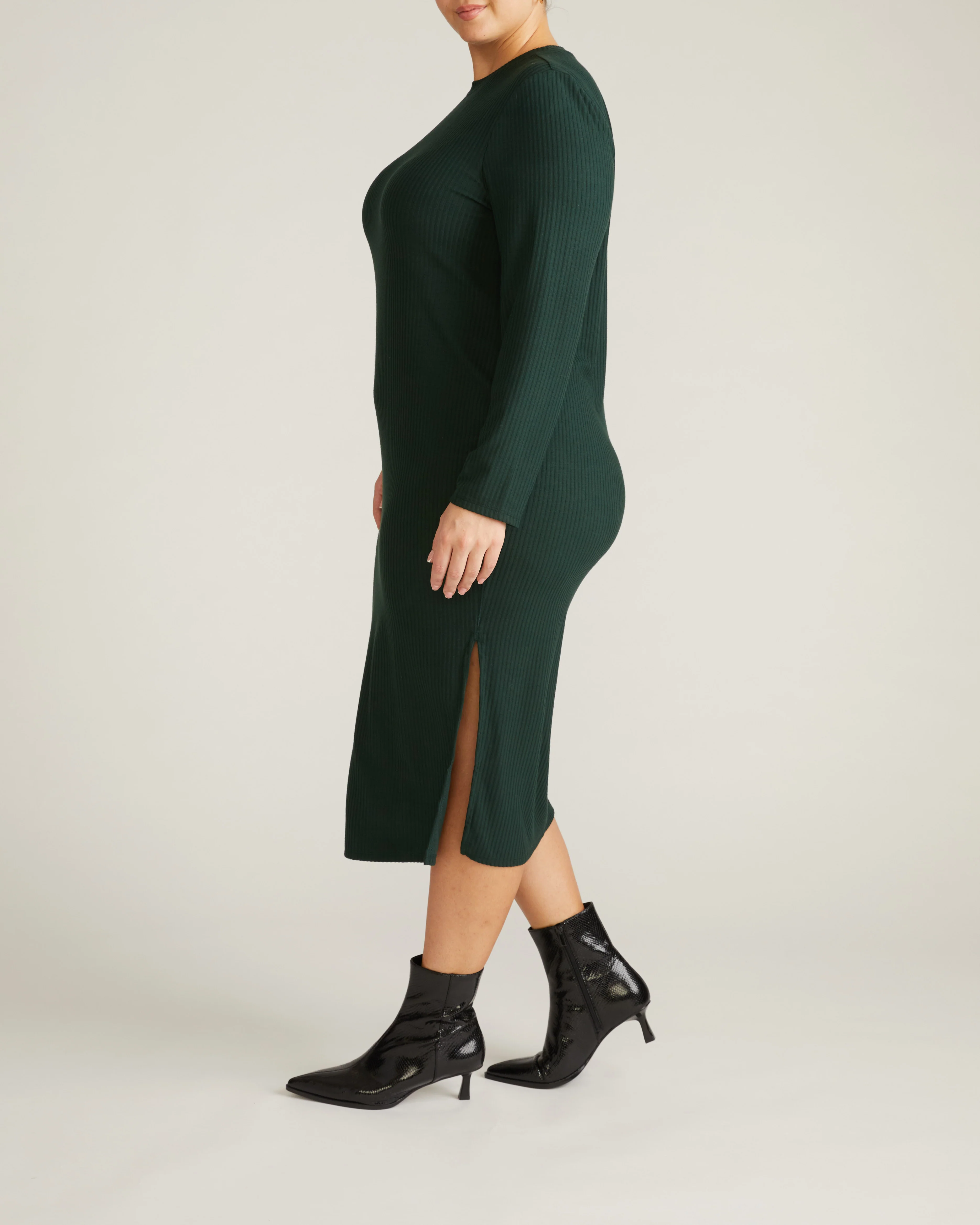 Xenia Ribbed Dress - Forest Green - Image 5