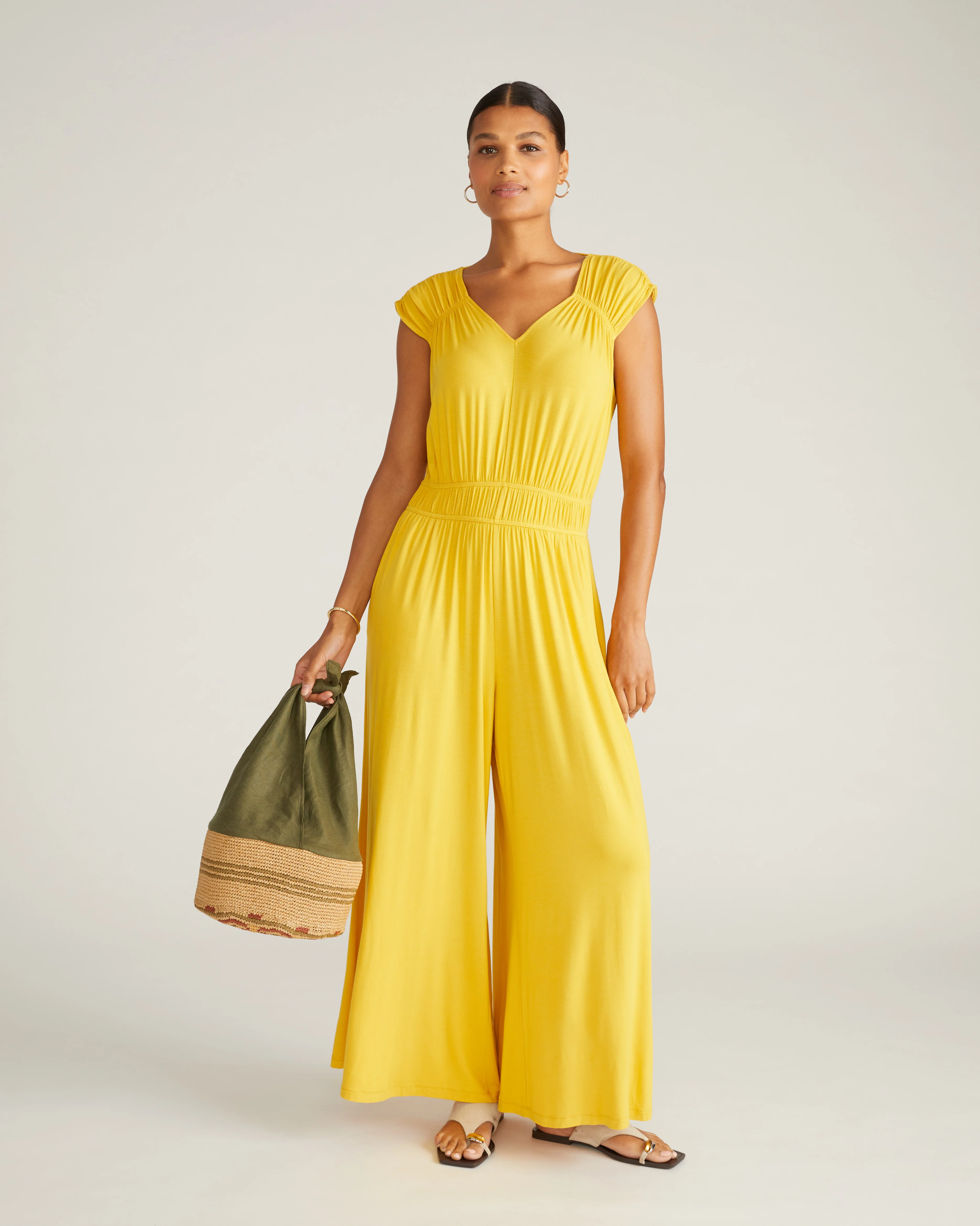 Zoey Liquid Jersey Jumpsuit - Golden Hour - Image 3