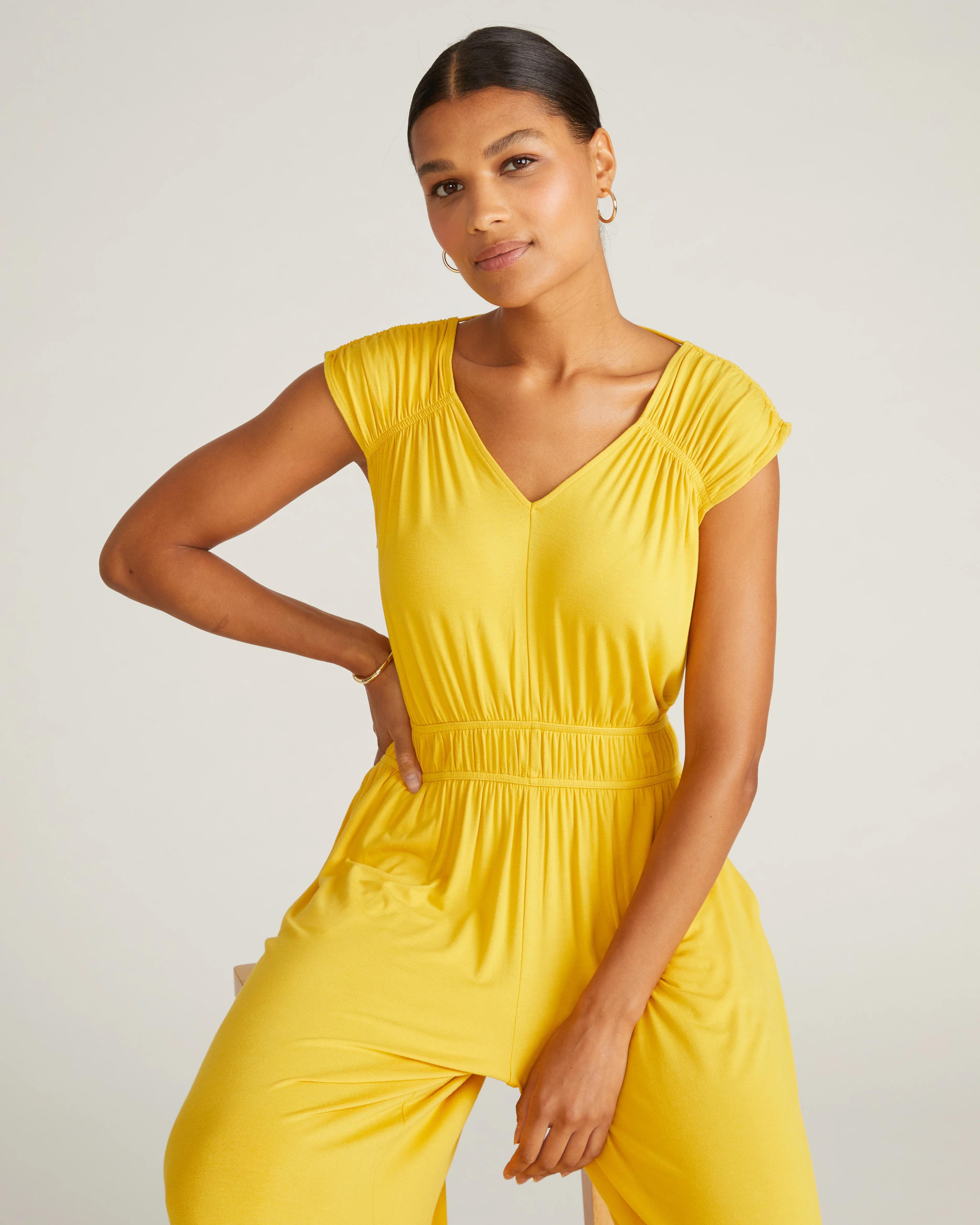 Zoey Liquid Jersey Jumpsuit - Golden Hour - Image 4