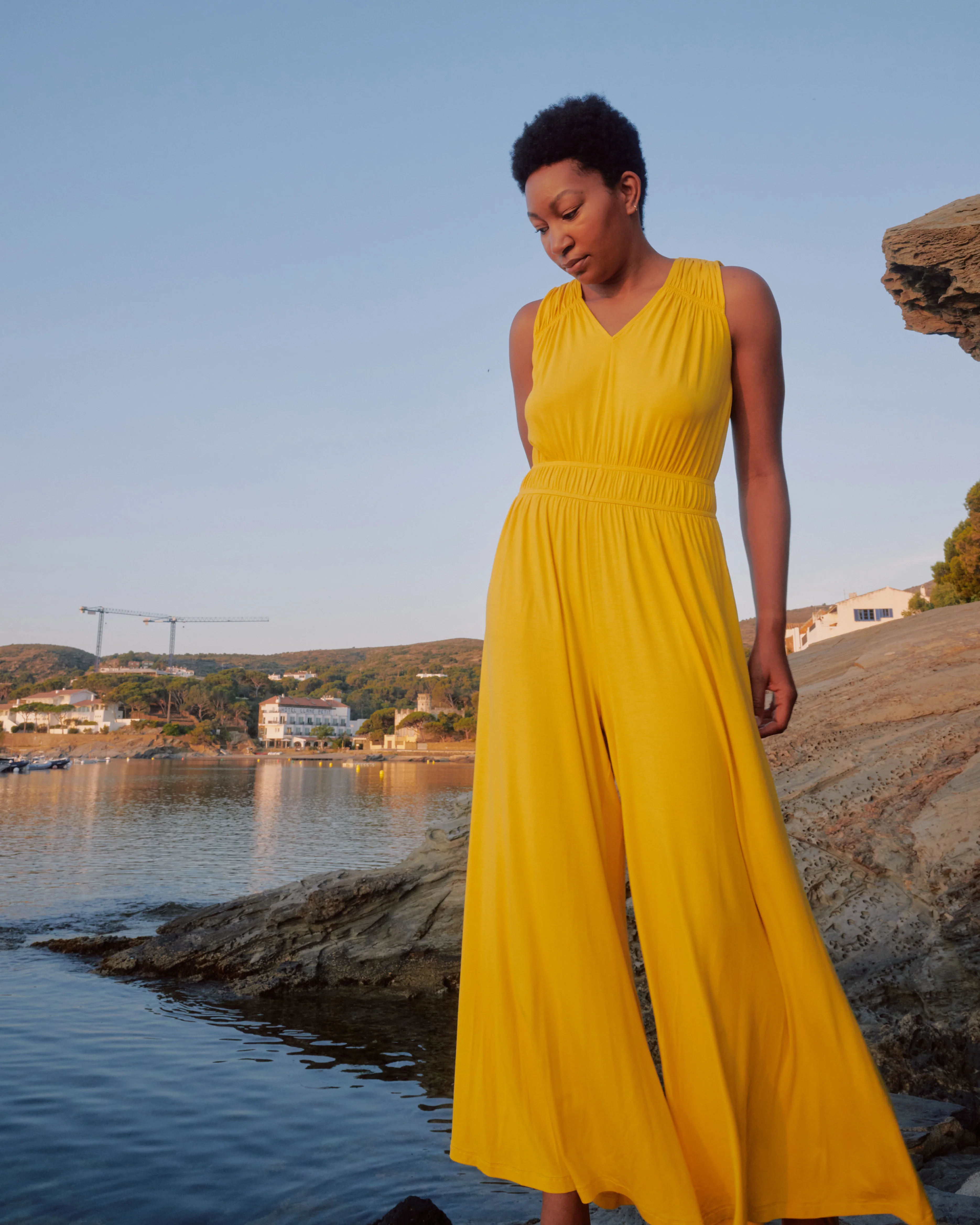 Zoey Liquid Jersey Jumpsuit - Golden Hour - Image 7