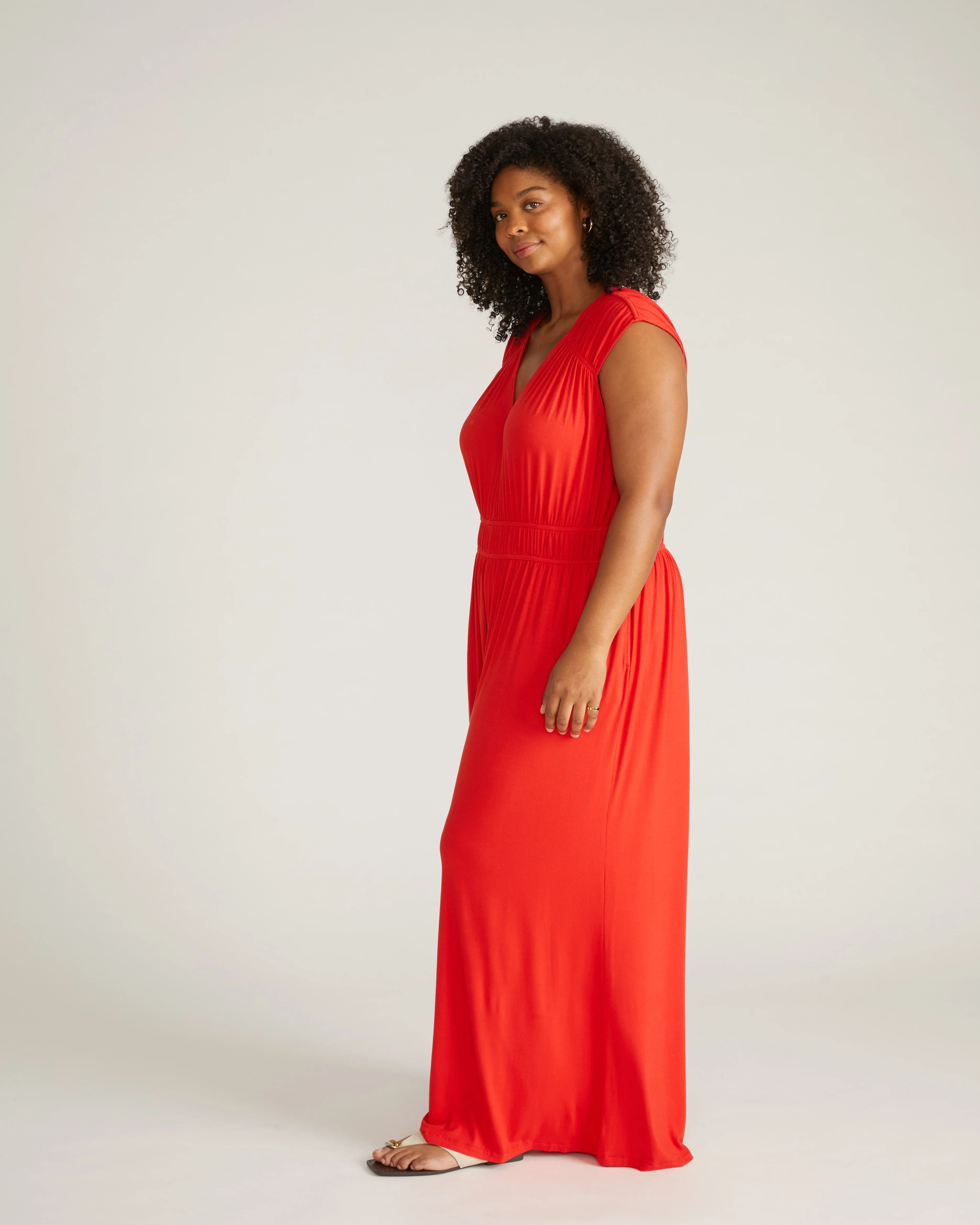 Zoey Liquid Jersey Jumpsuit - Lipstick - Image 3