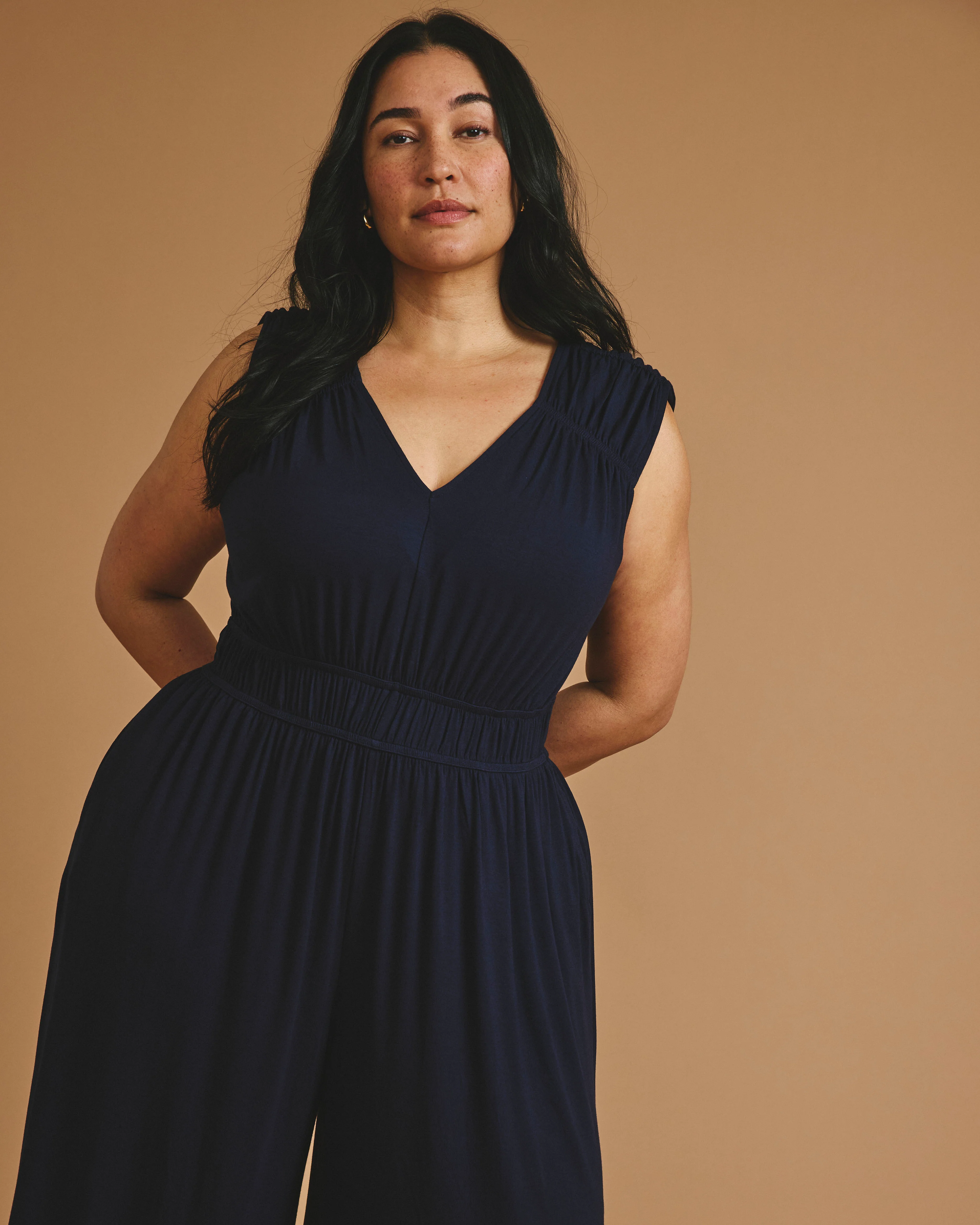 Zoey Liquid Jersey Jumpsuit - Midnight - Image 3