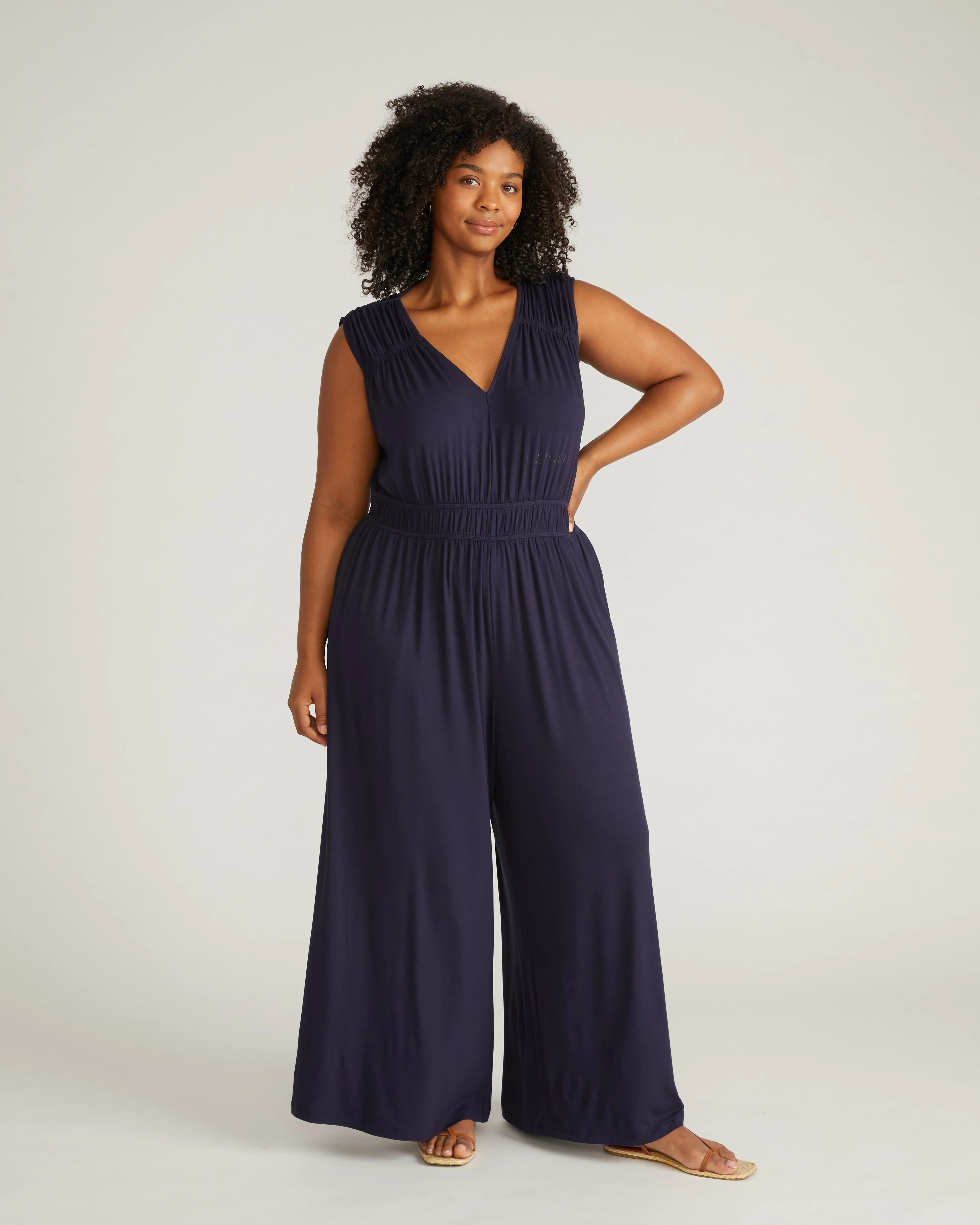Zoey Liquid Jersey Jumpsuit - Midnight - Image 5